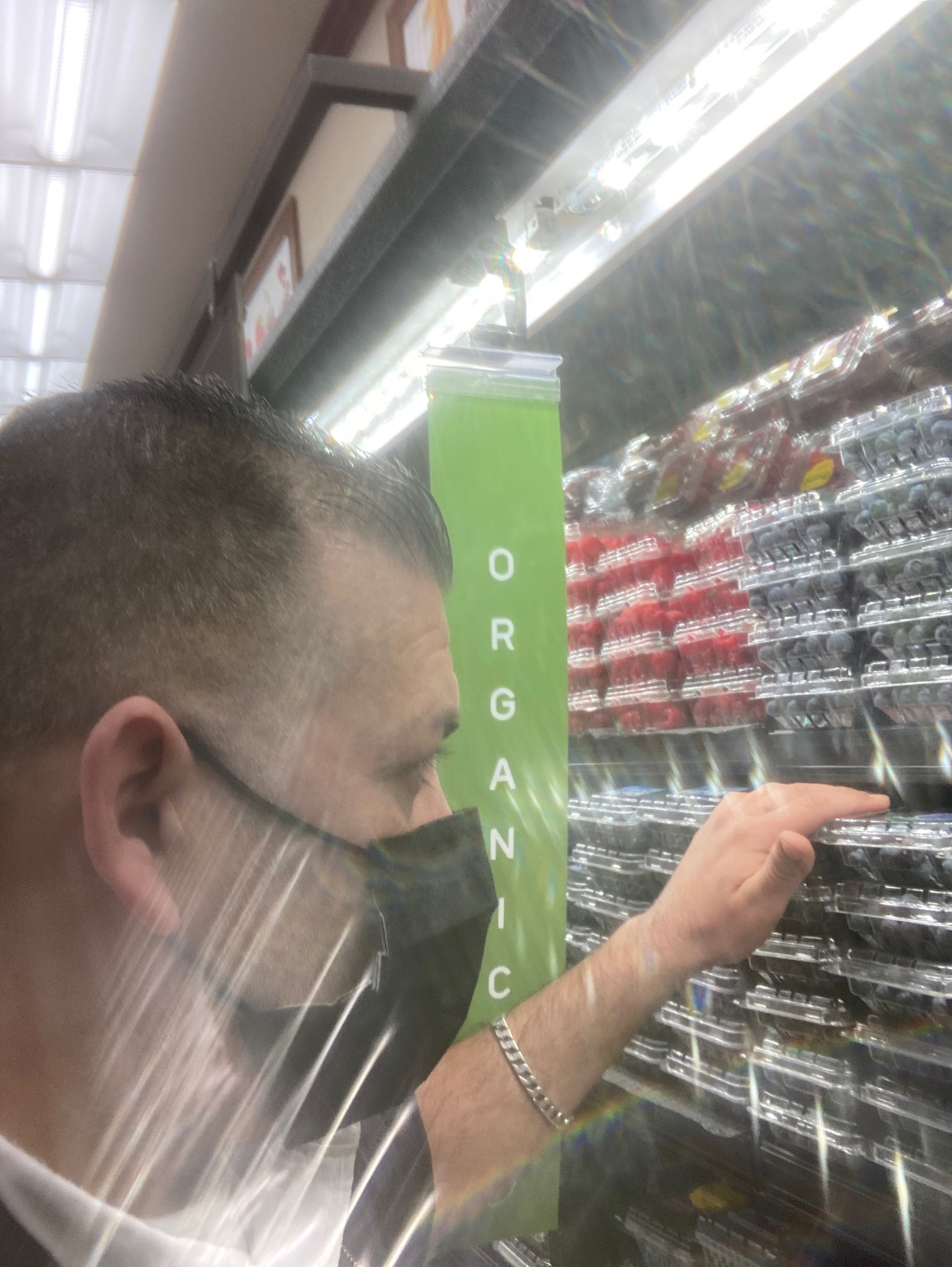 Alex Samario in the organic berries section of the Gelson’s Pacific Palisades store. 