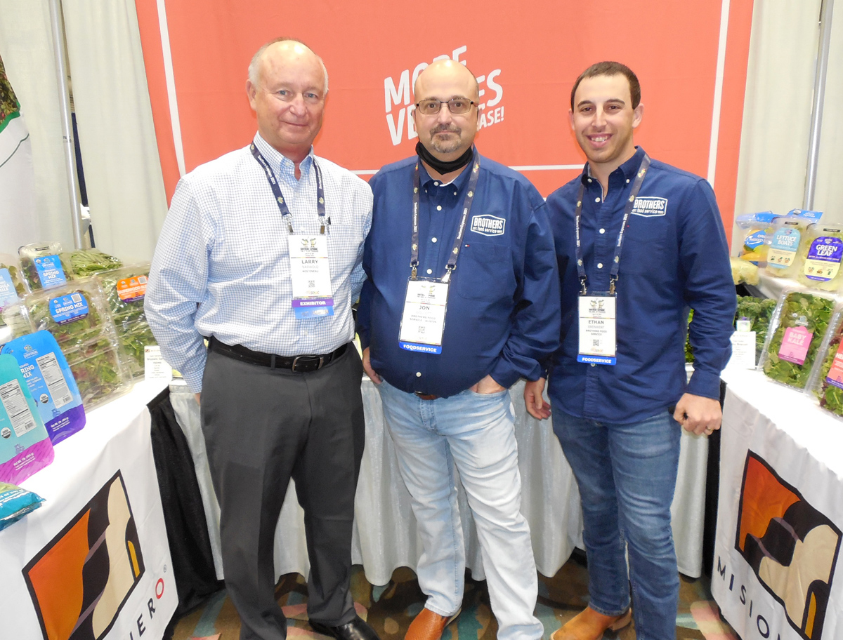 Larry Narwold of of Misionero with Jon Gollott and Ethan Erenwert of Brothers Food Service.