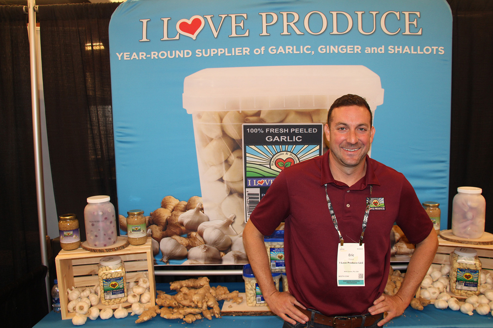 Eric Frasse of I Love Produce promoted the company’s line of garlic and shallot products.