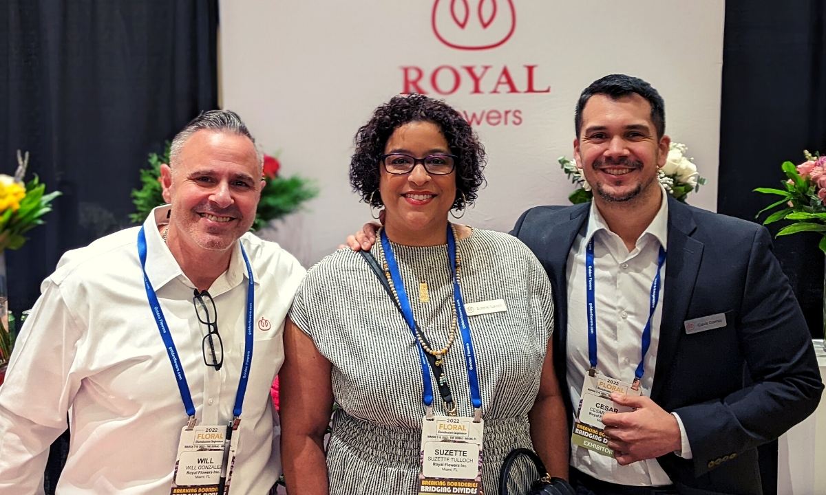 Will Gonzalez, Suzette Tulloch, and Cesar Gomez of Royal Flowers