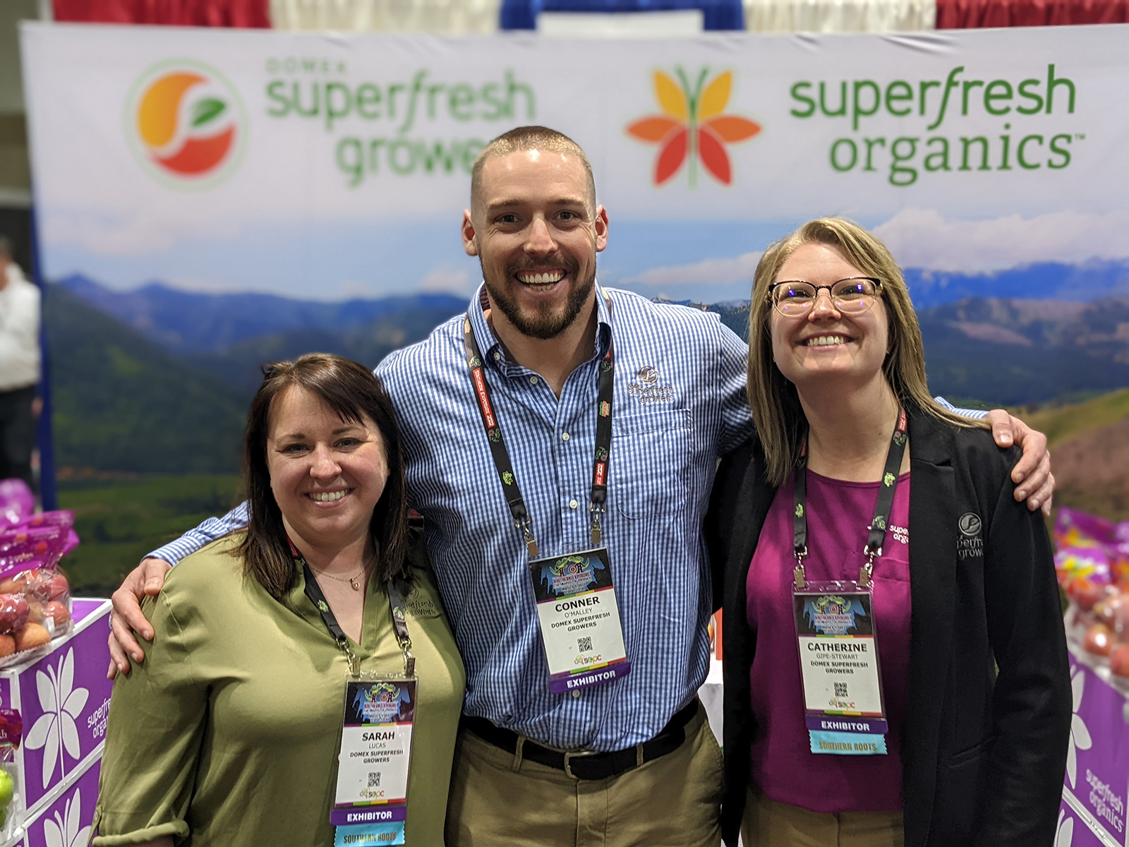 Sarah Lucas, Connor O’Malley, and Catherine Gipe-Stewart of Domex Superfresh Growers.