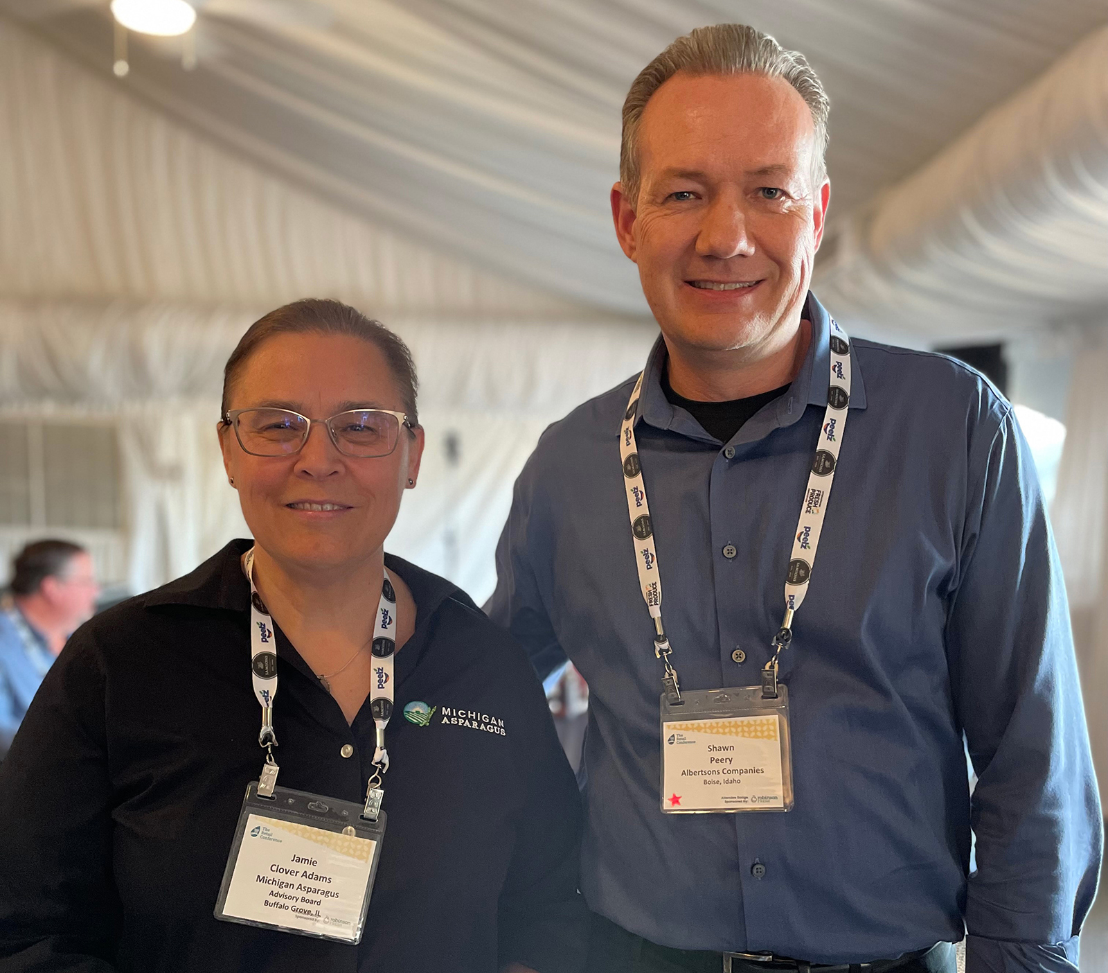 Jaime Clover Adams of the Michigan Asparagus Advisory Board and Shawn Peery of Albertsons Cos. 