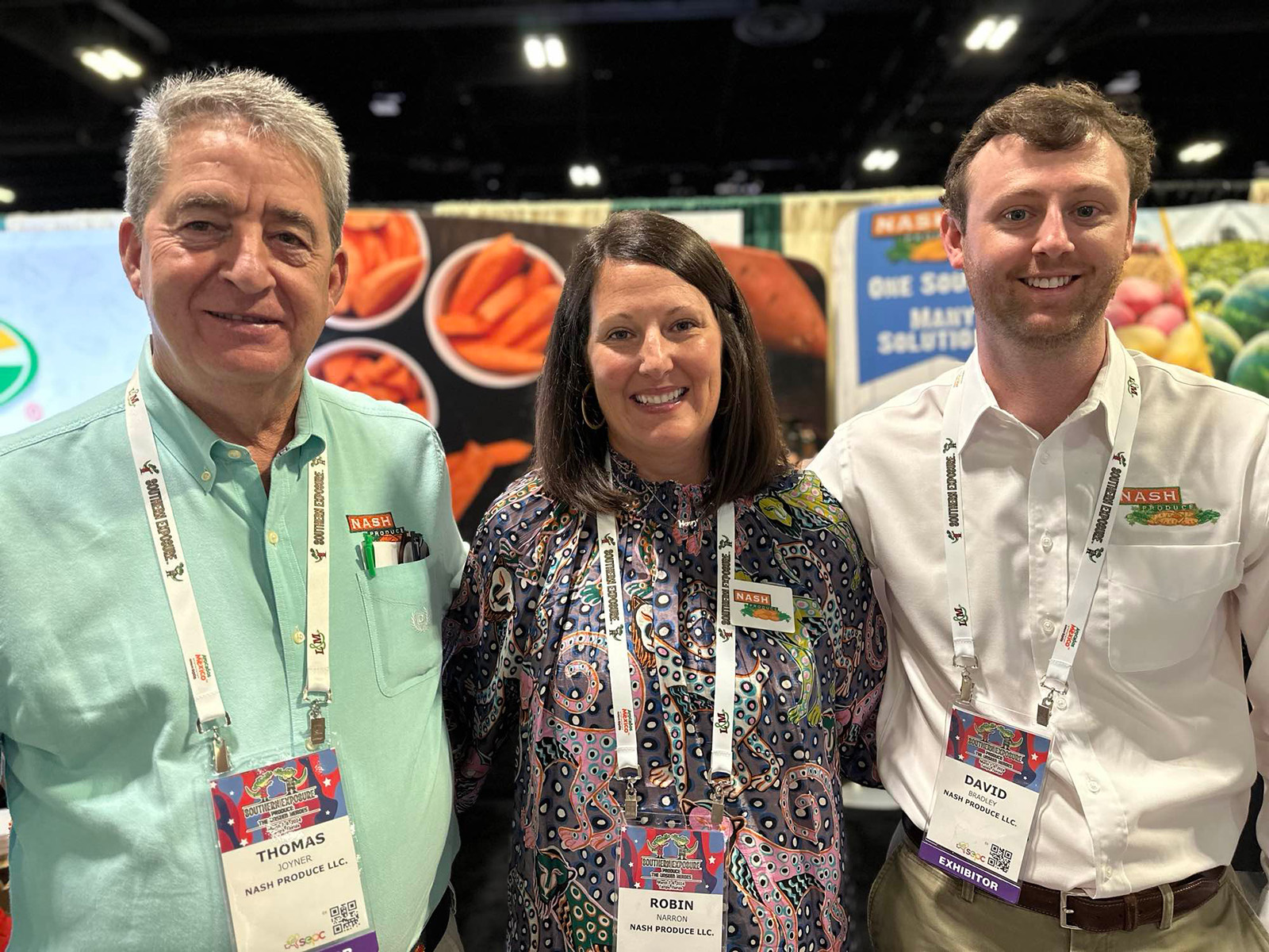 Thomas Joyner, Robin Narron and David Bradley of Nash Produce.