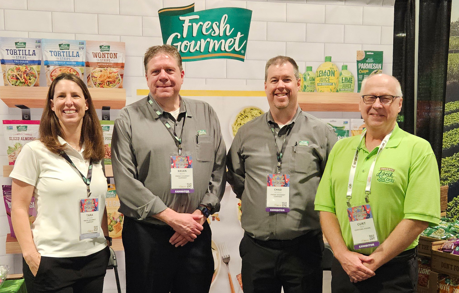 Tara Saldana, Brian Beatty and Chad Nichols of Fresh Gourmet Co. with Curt Rice of Concord Foods.