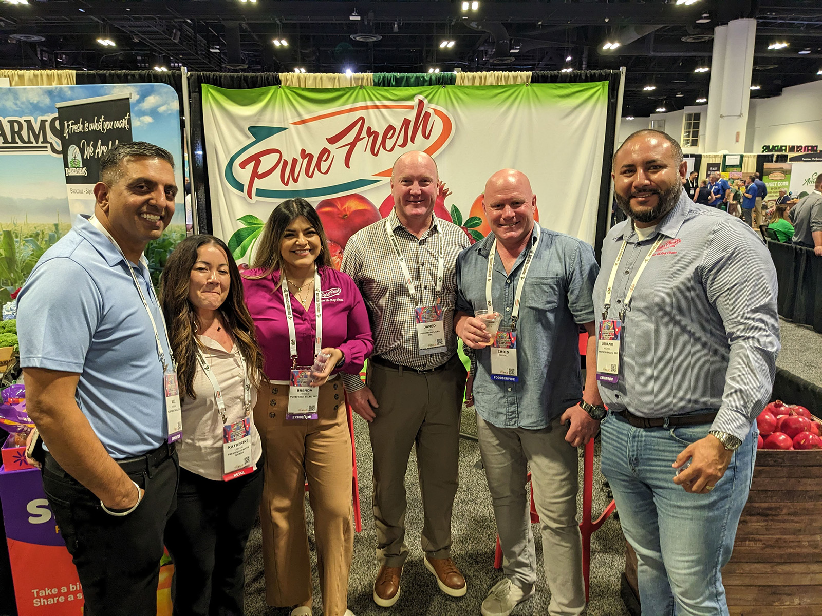 Bill Purewal of Purefresh, Katherine Leblanc of Freshpoint Florida, Brenda Zamora of Purefresh, Jared Lane of Grapeco, Chris Carroll of Freshpoint Florida and Urbano Magana of Purefresh.