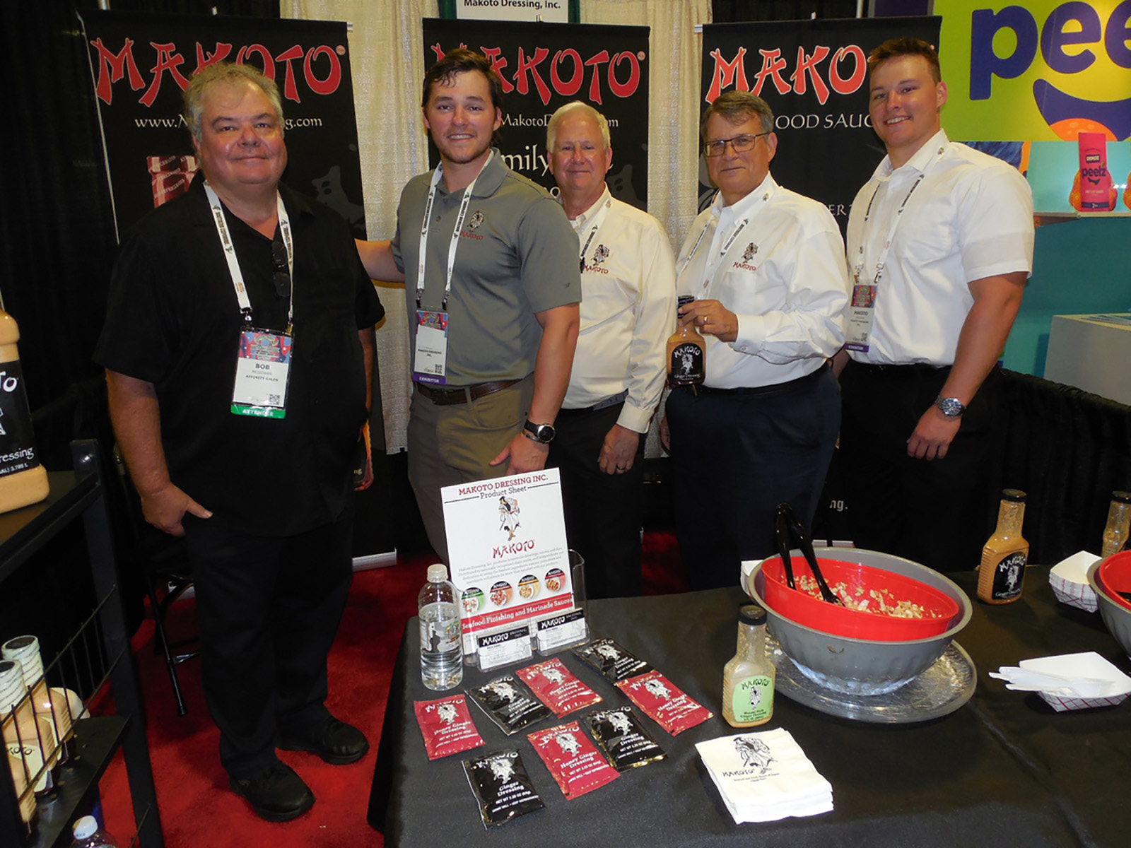 Bob McGowan of Affinity Sales with Christian Greene, Wayne Brown, Ross Whitley and Nicholas Greene of Makoto Dressing Inc.