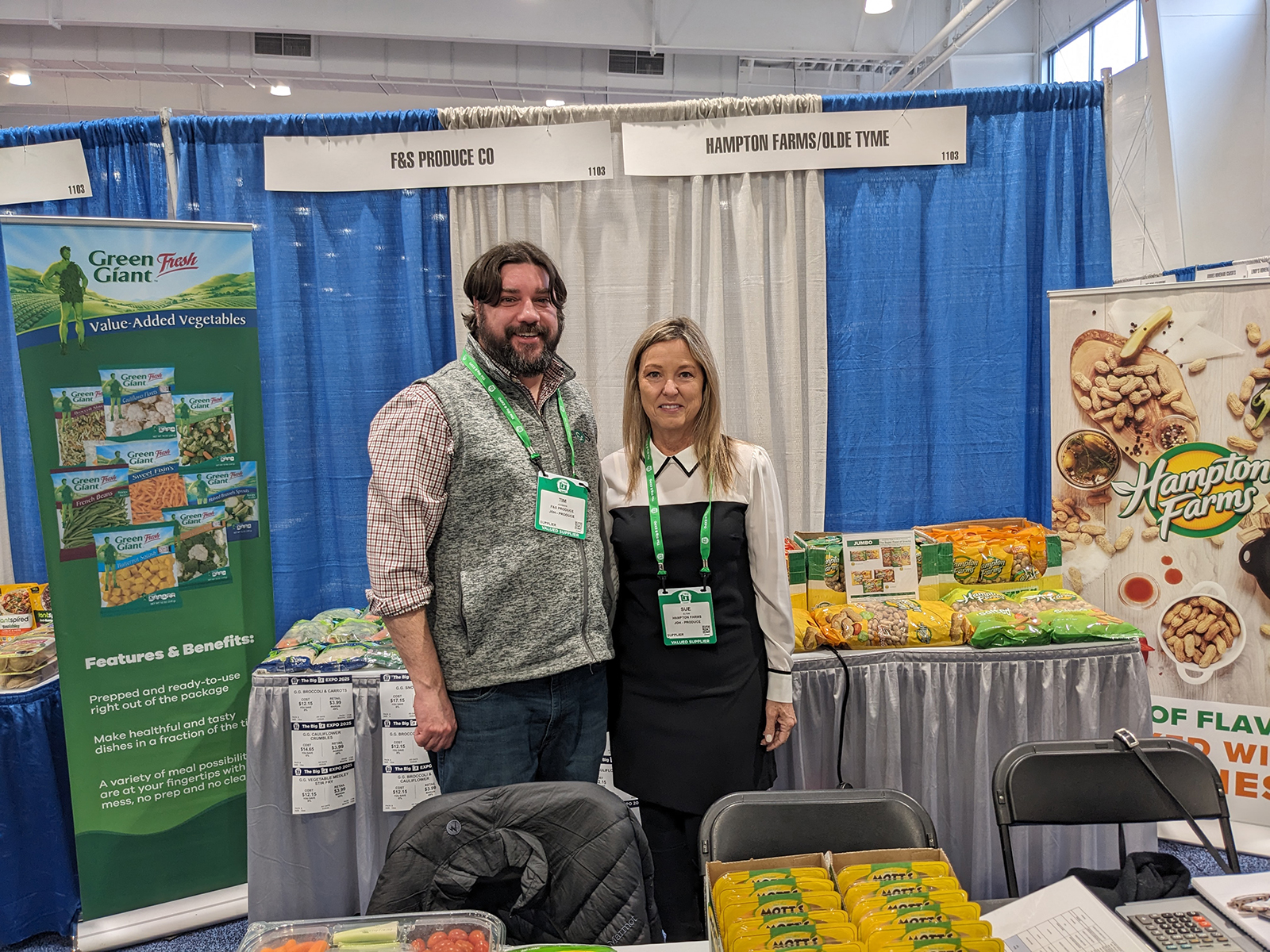 Tim Johnson of F&S Produce and Sue Elton of Hampton Farms. 