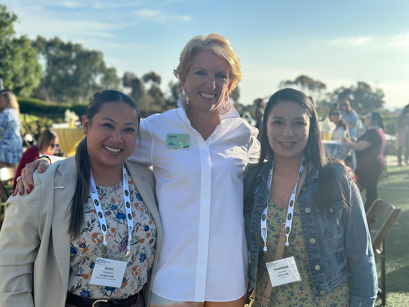 Karen Sihachak of Envision Cold, Cathy Burns of IFPA and Guadalupe Heredia of Crunch Pak.