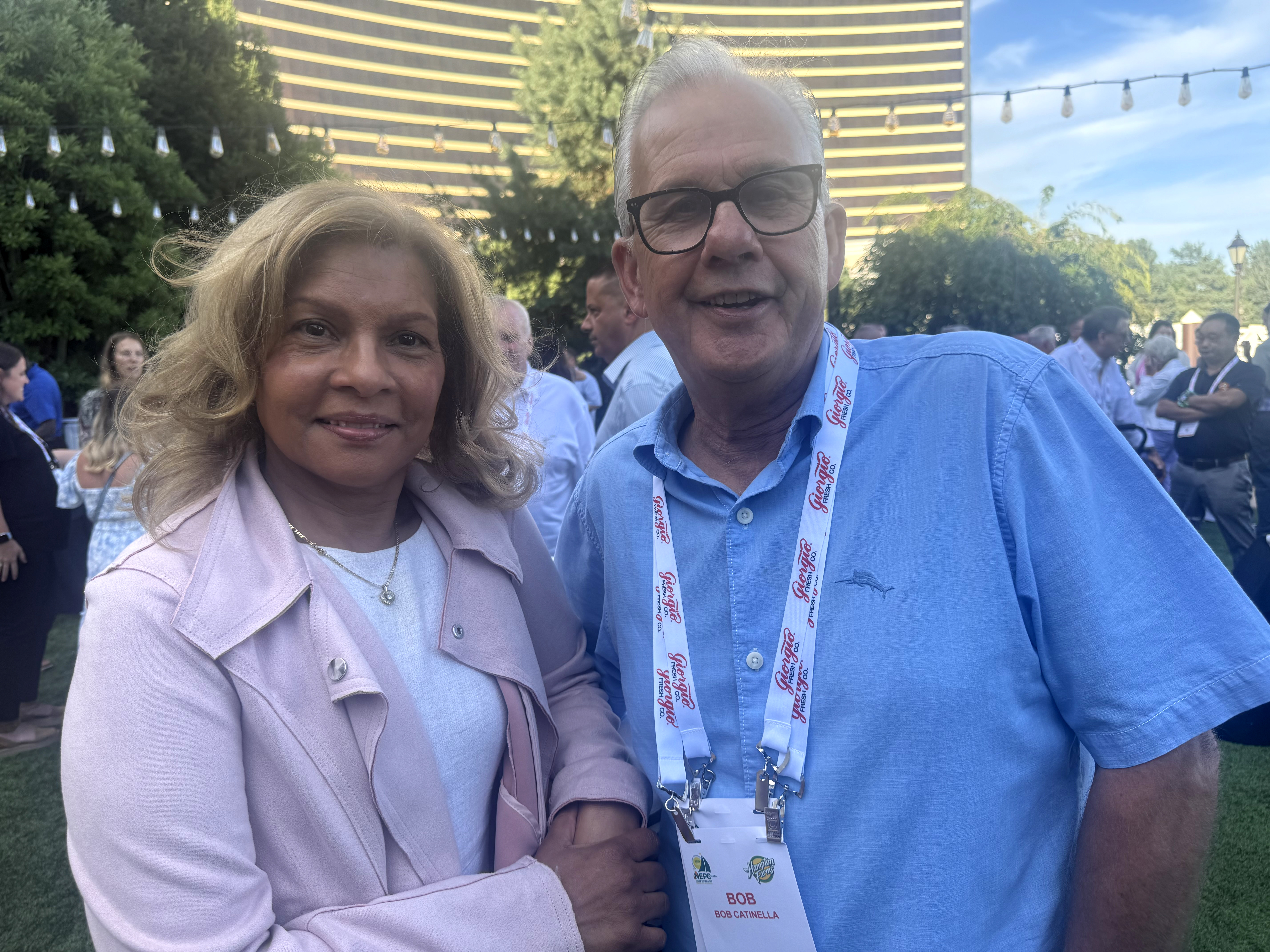 Alba Nunez of Morton Williams with Bob Catinella of US Pears.