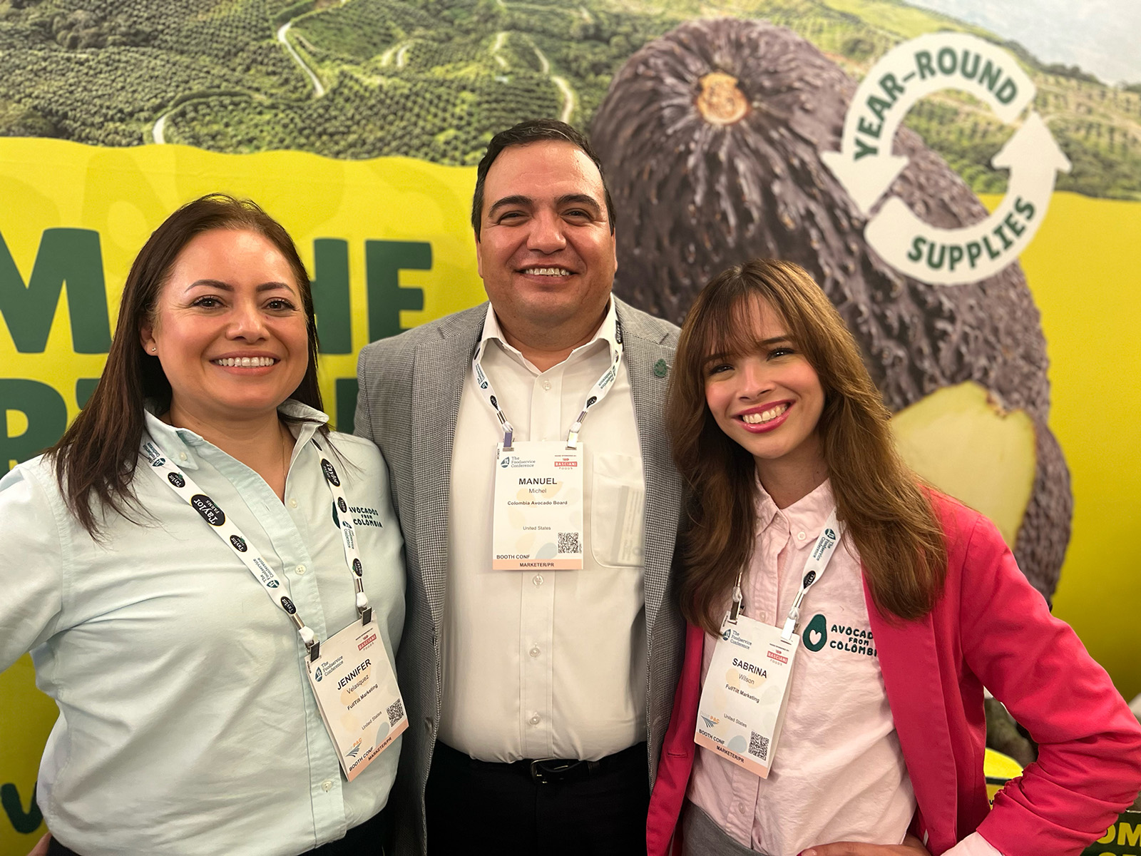 Promoting Avocados from Colombia were Jen Velazquez, Manuel Michel and Sabrina Wilson.