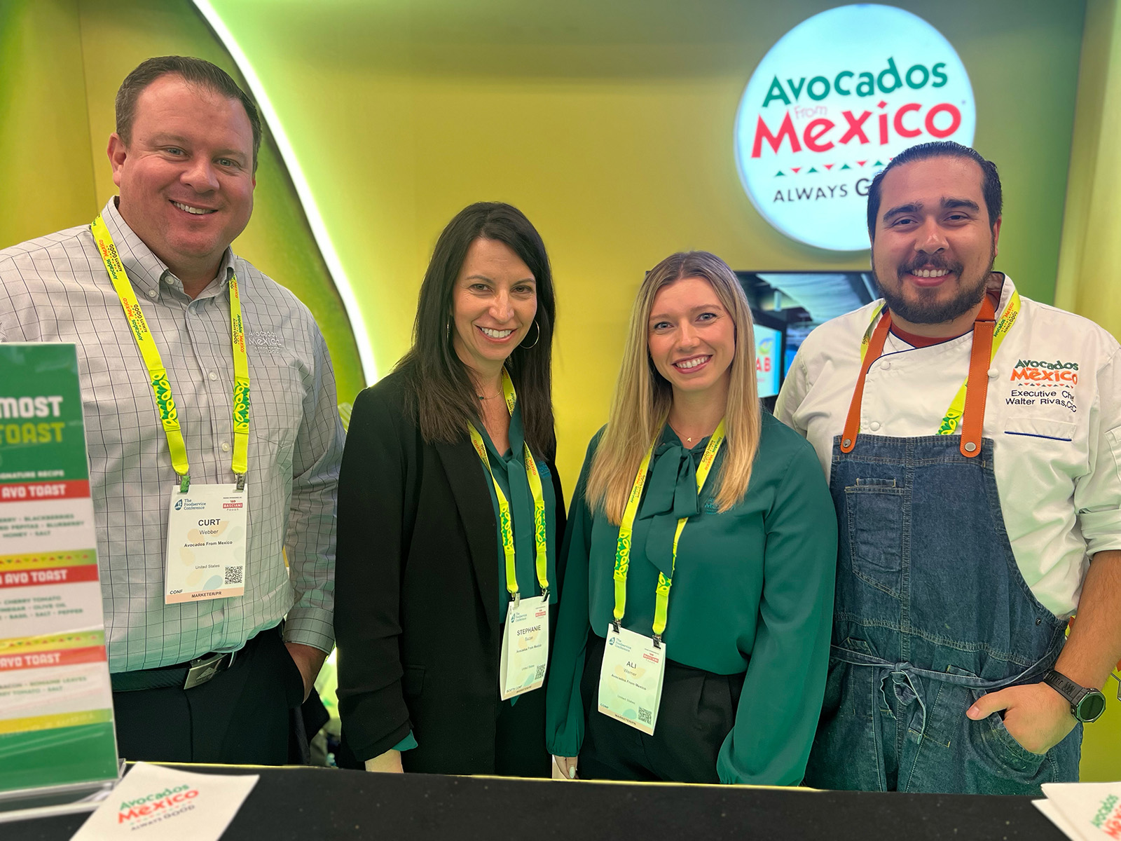At the Avocados from Mexico booth were Curt Webber, Stephanie Bazan, Ali Werner and Chef Walter Rivas.