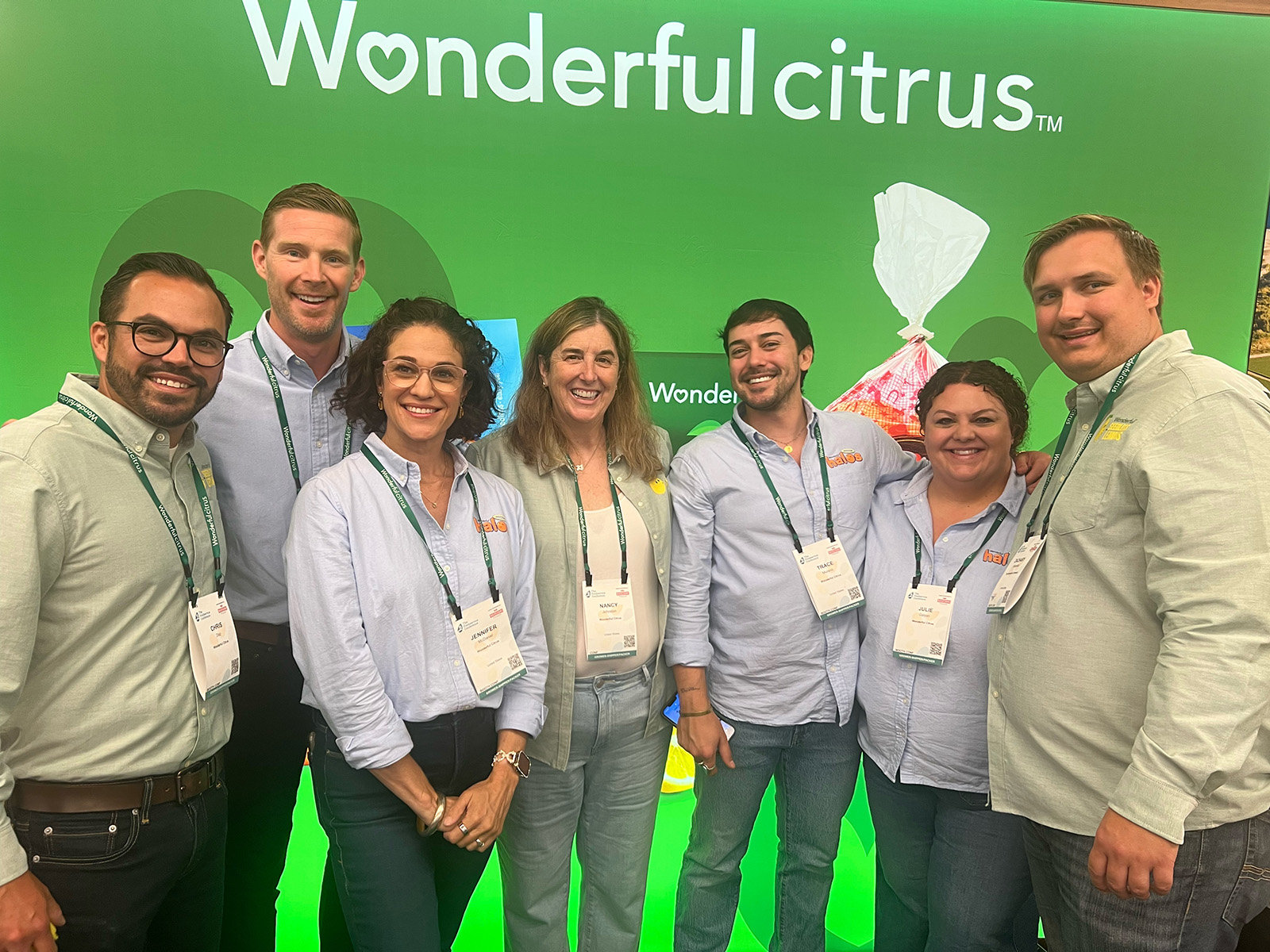 The group at the Wonderful Citrus booth included Chris Diaz, Jason Osborn, Jennifer McDaniel, Nancy Johnston, Trace Moreno, Julie Galyan and Zachary Wakefield.