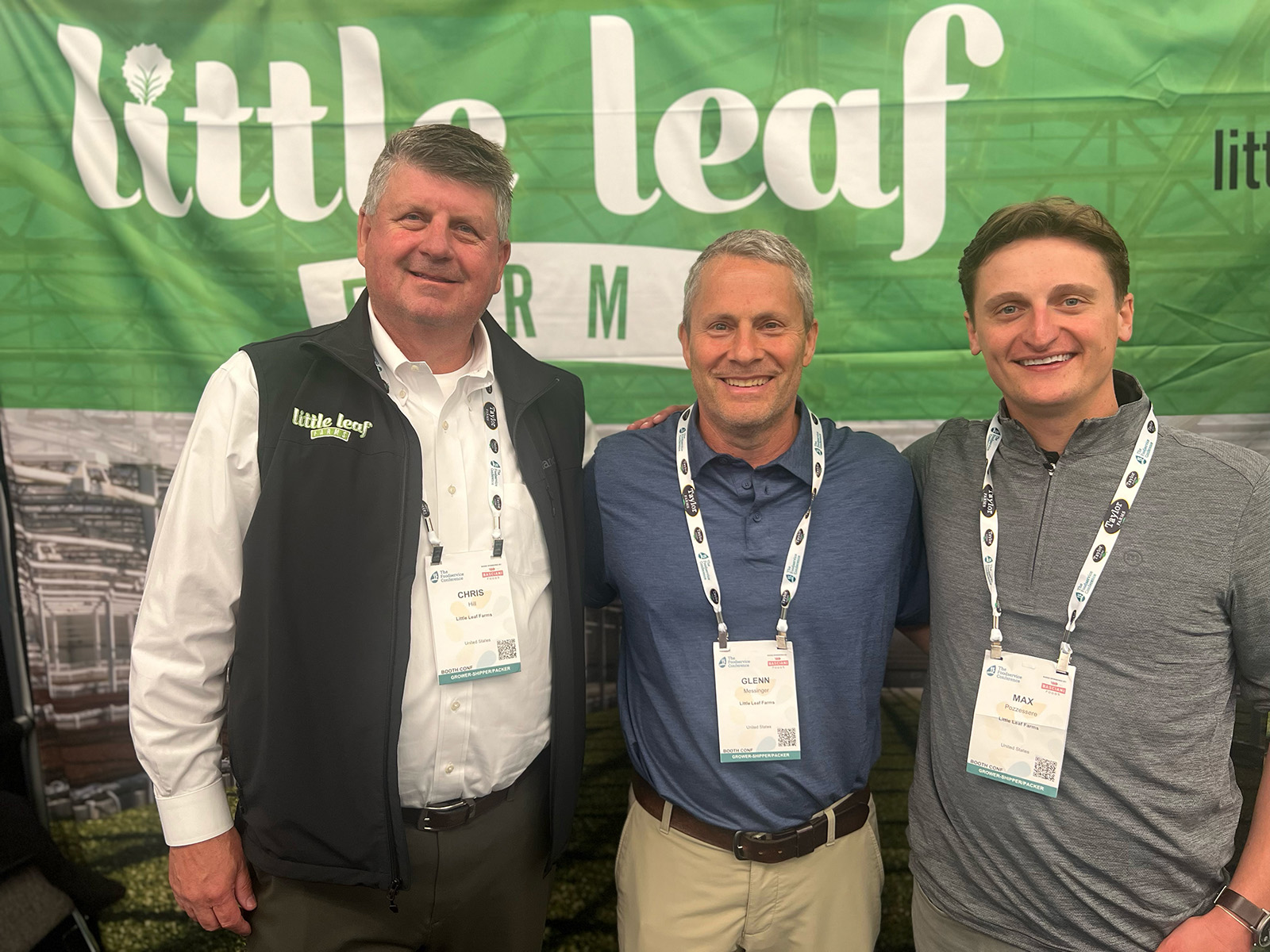 At the Little Leaf Farms booth were Chris Hill, Glenn Messinger and Max Pozzessere.