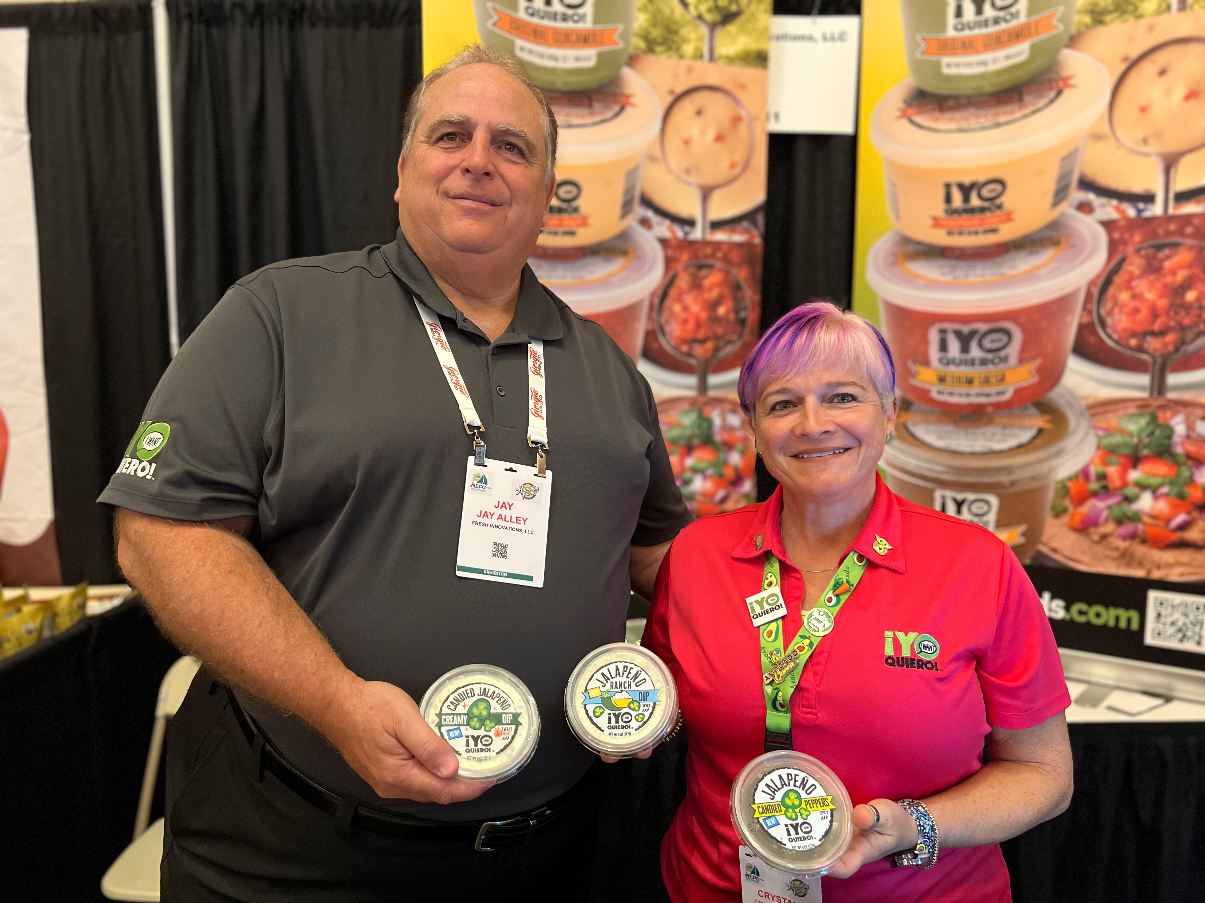 Jay Alley and Crystal Berry promoted three new flavors  available in the Yo Quiero! dip line – Candied Jalapeño, Jalapeño Ranch and Candied Peppers.