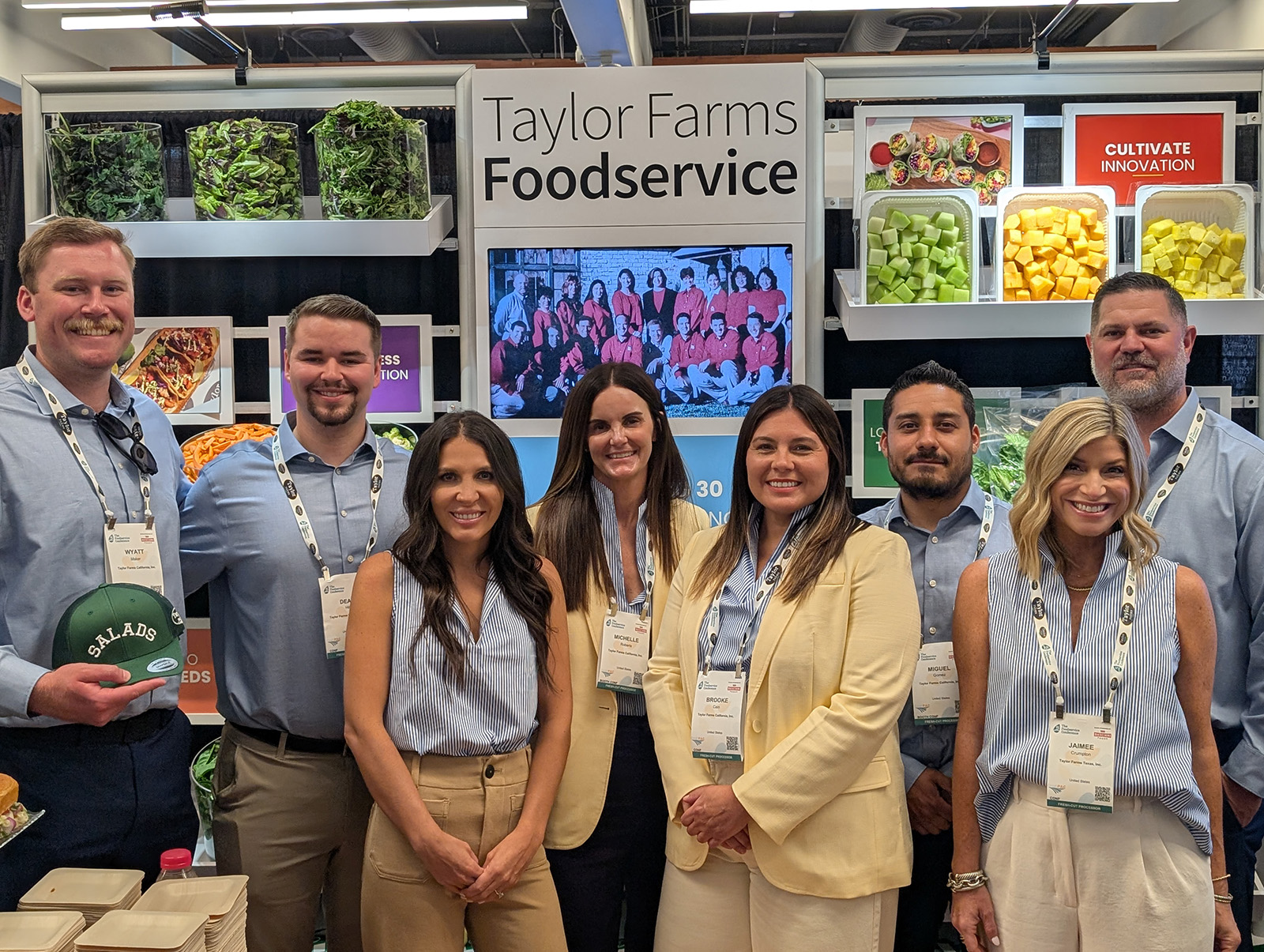 Wyatt Maker, Dean Hill, Colette Gendron, Michelle Roberts, Brooke Cain, Miguel Gomez, Jaimee Crumpton and Clint Prachyl of Taylor Farms.