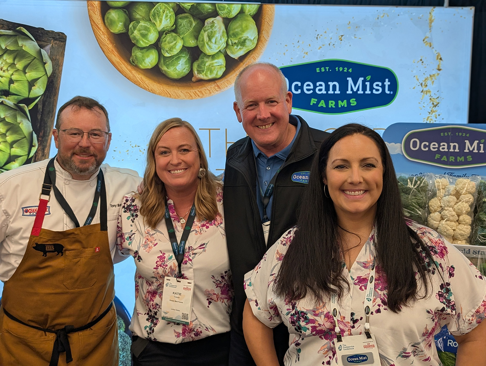 Tony Baker of Baker's Premium Bacon with Katie Tossie, Mark Munger and Christa Schuck of Ocean Mist Farms.