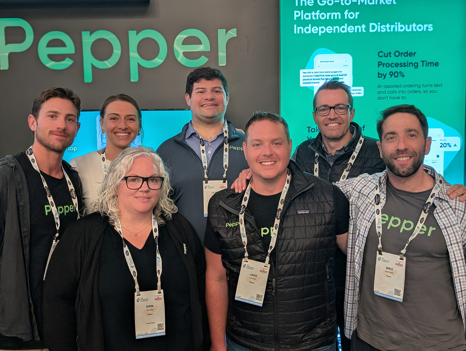 Jake Kubiliun, Jenna McGuire, Erin Gorman, Derek Patterson, Jake DeHart, Chris Jacobsen and Mike Greenfield of Pepper.