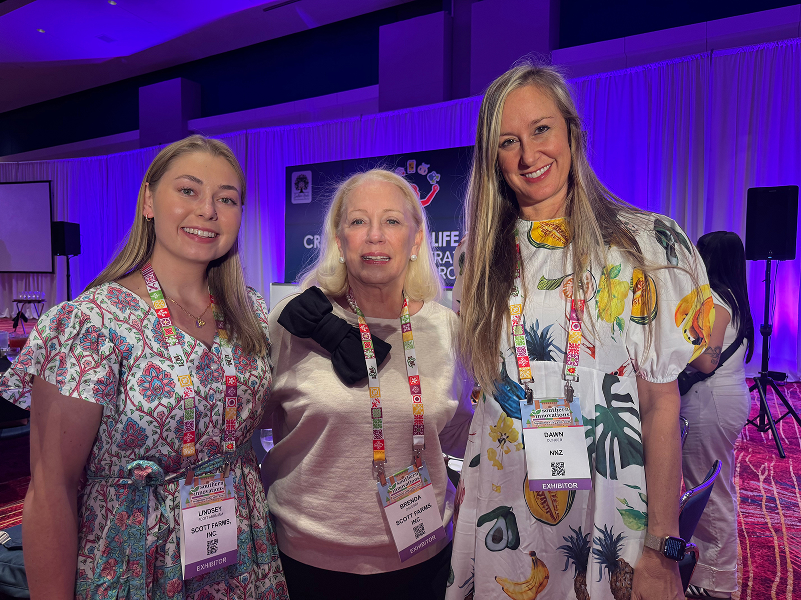 Lindsey Scott Abraham and Brenda Oglesby of Scott Farms Inc. with Dawn Olinger of NNZ.