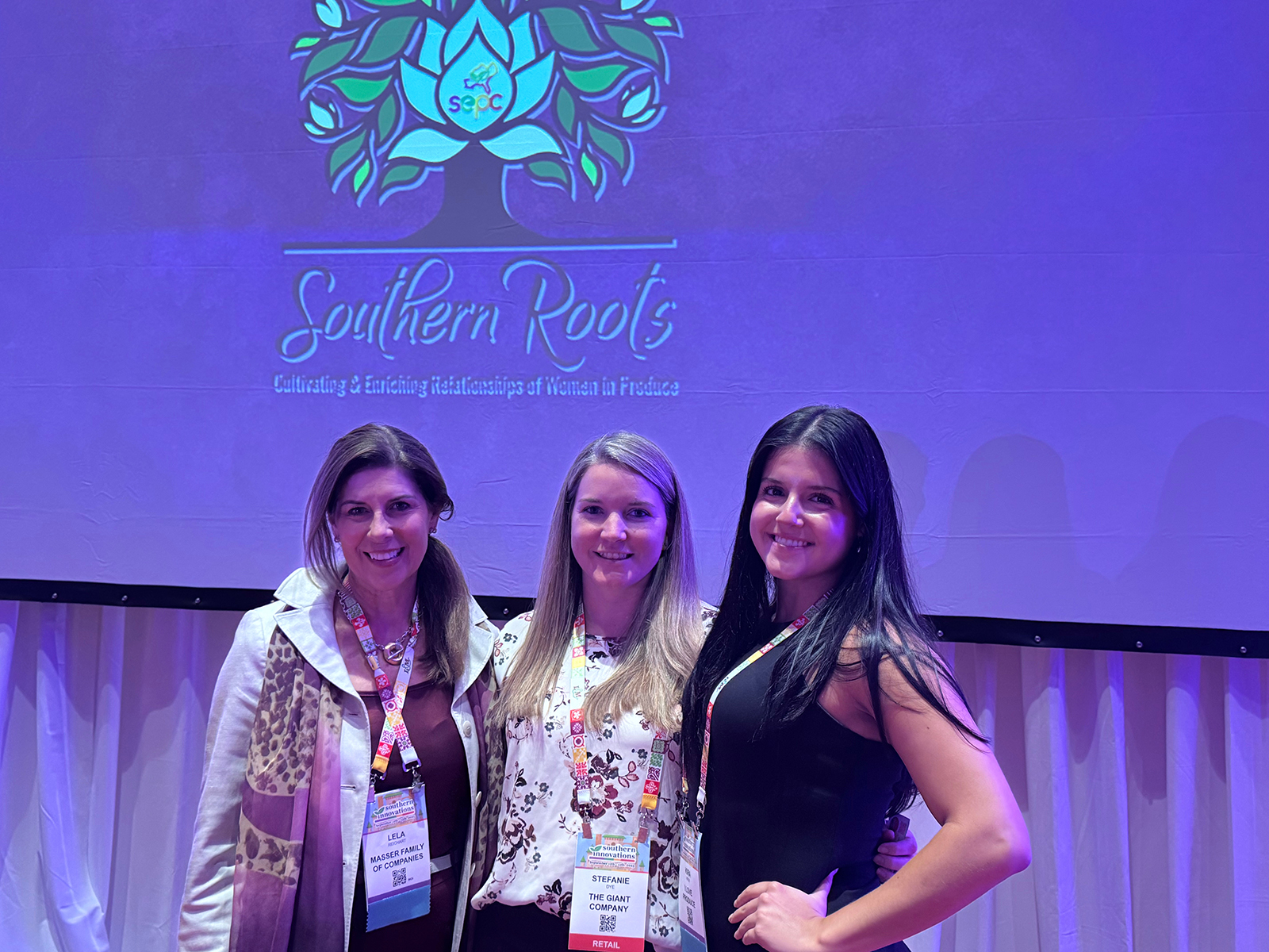 Lela Reichart of Masser Family of Cos. with Stefanie Dye of the Giant Co. and Kira Kron of I Love Produce.