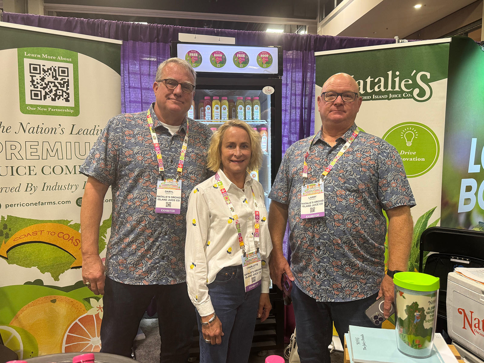 Daryl Johnston, Charlotte Morasso and Larry Mitchell of Natalie's Orchid Island Juice Co.