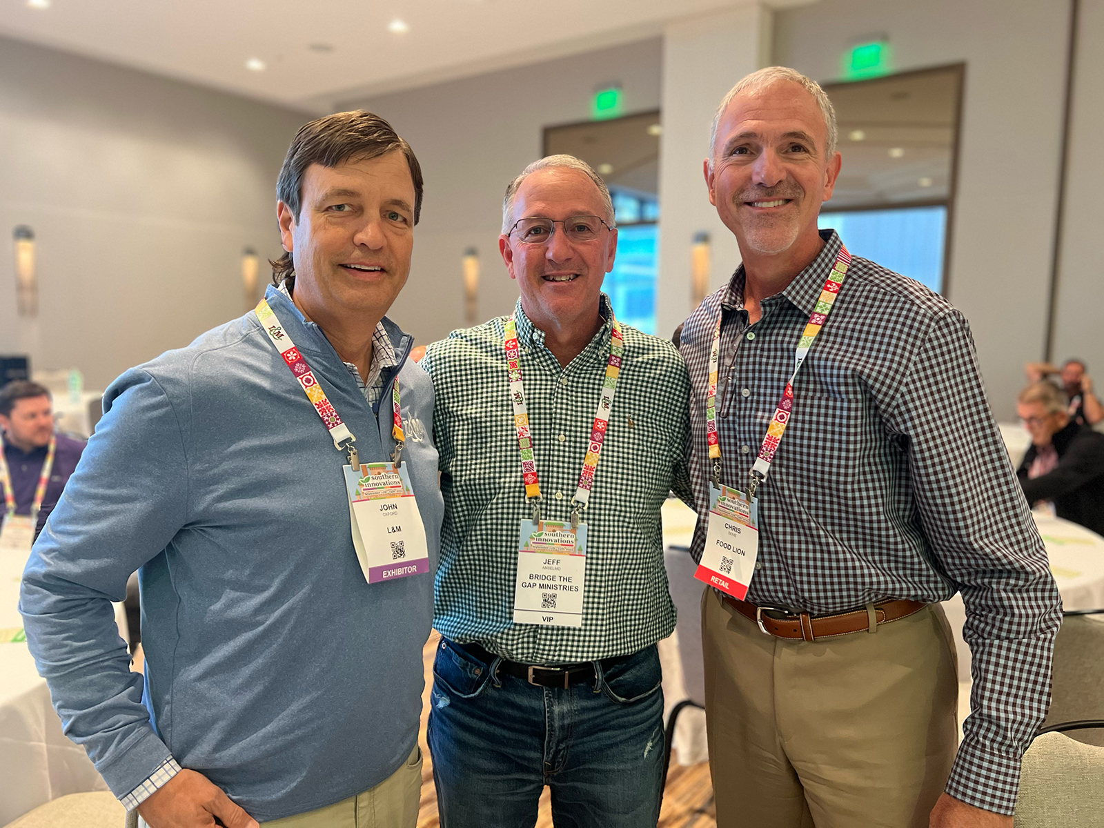 John Oxford of L&M, Jeff Anselmo of Bridge the Gap Ministries and Chris Dove of Food Lion.