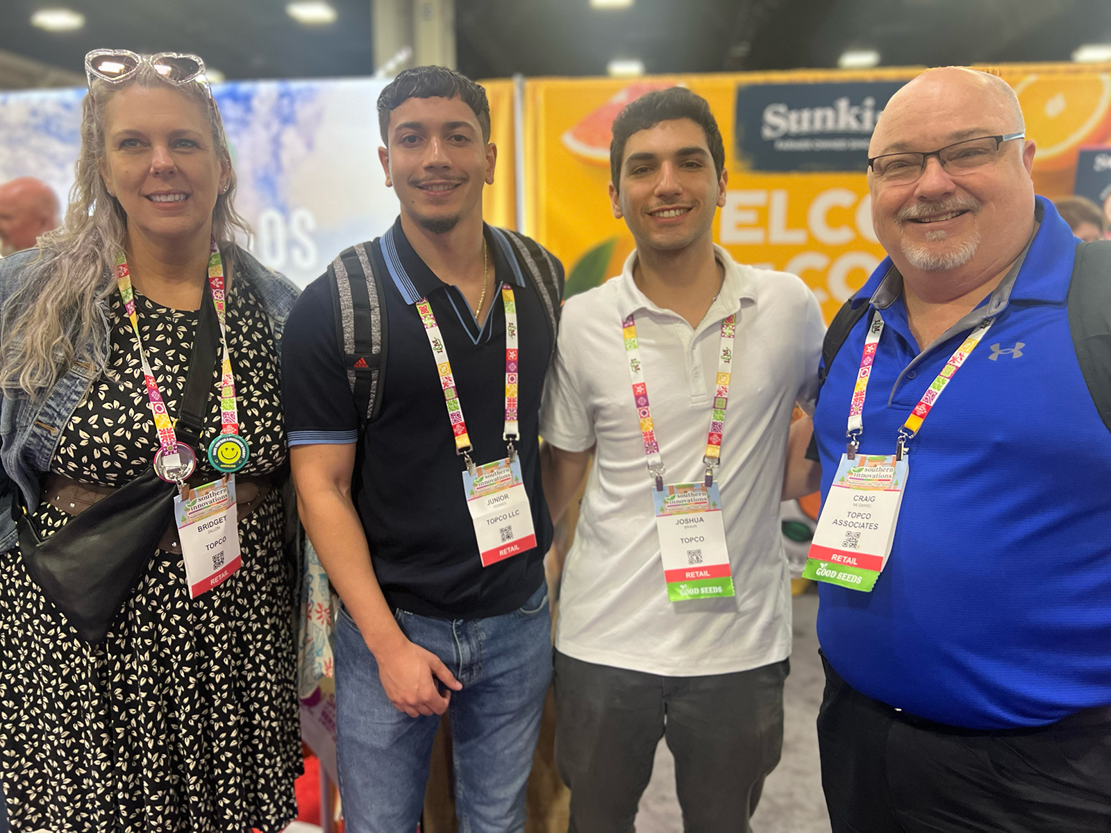Walking the Southern Innovations trade show floor were Bridget Dillon, Junior Aames, Josh Braun and Craig McDaniel of Topco.