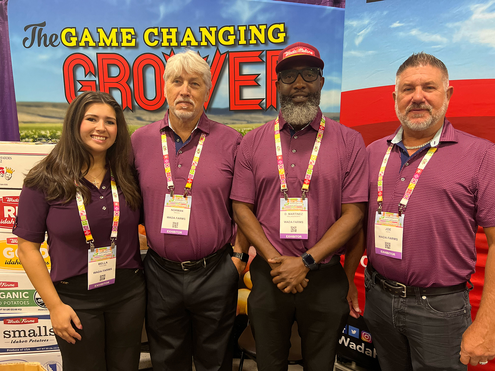 At the Wada Farms booth, Bella Poulton, Norman Brown, Dee Hollingsworth and Joe Esta promoted the company’s wide variety of potato and onion offerings.