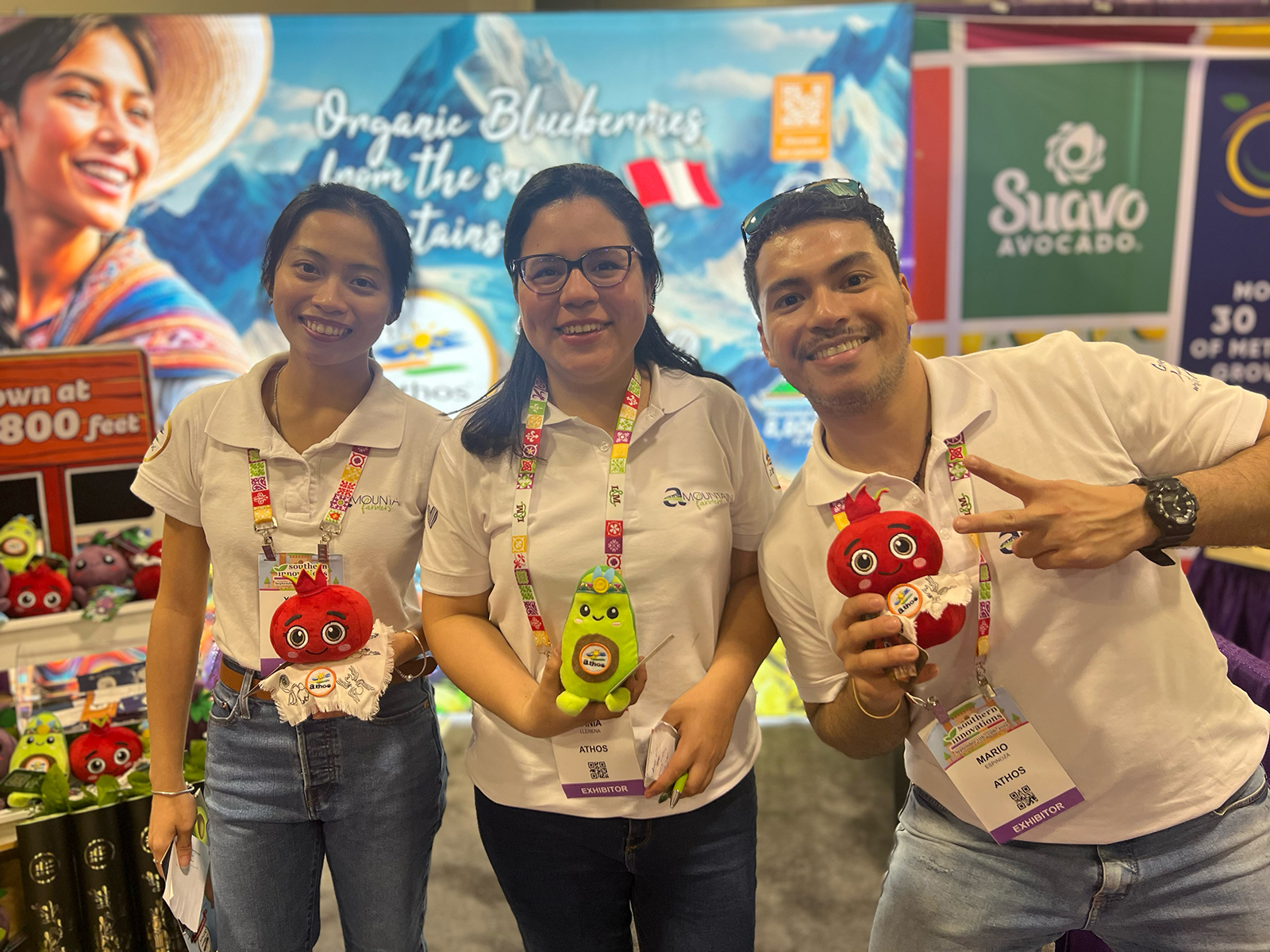 Xiuwen Zhu, Tania Llerena and Mario Espinoza greeted visitors at the Athos booth.