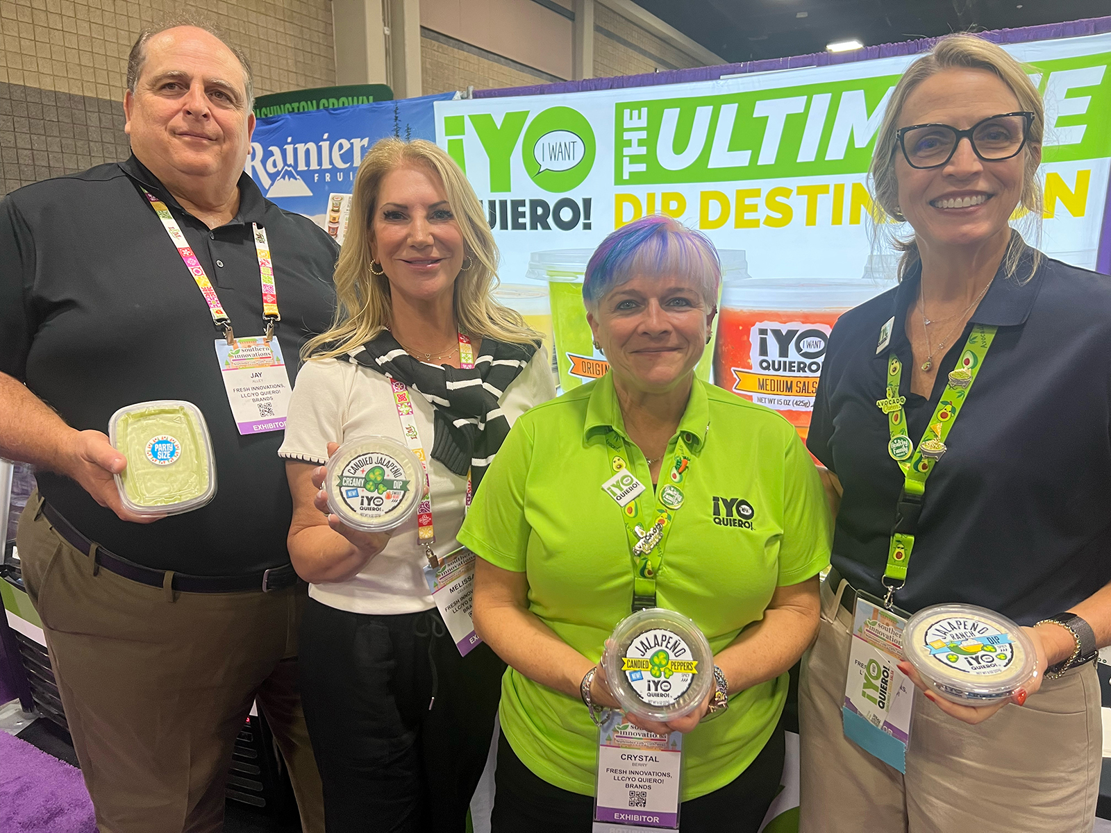 At the Yo Quiero! booth promoting a wide variety of healthy dips were Jay Alley, Melissa Celeste, Crystal Berry and Tara Murray.