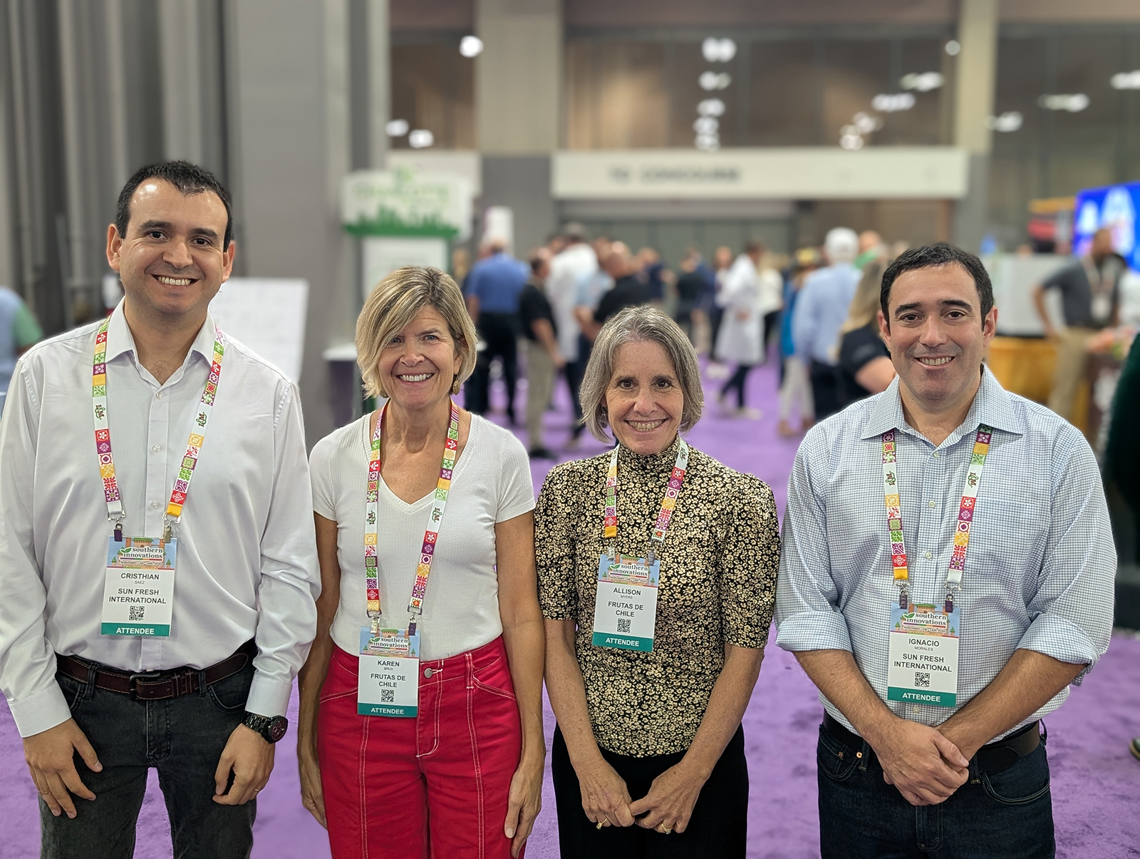 Cristian Saez of Sun Fresh International with Karen Brux and Allison Myers of Frutas de Chile and Ignacio Morales of Sun Fresh International.