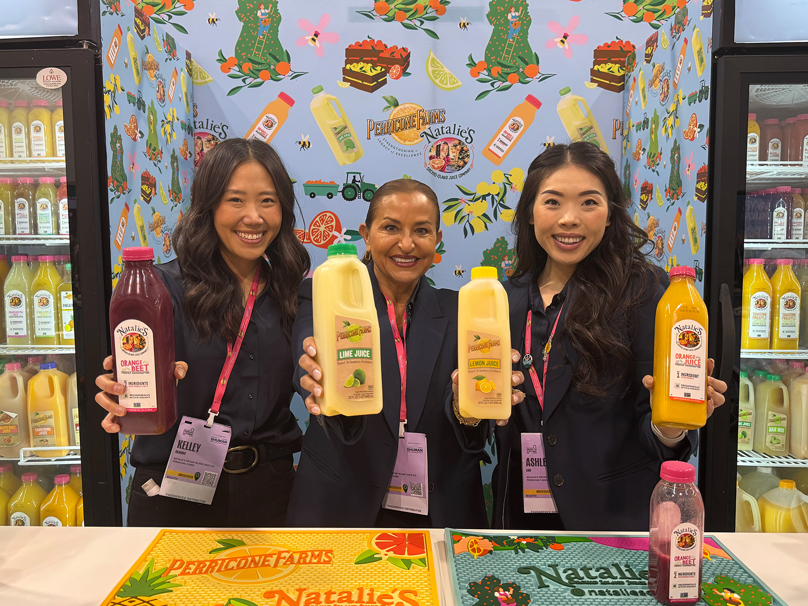 Kelley Akamine, Olga Osthus and Ashley Lam of Natalie’s Orchid Island Juice Co./Perricone Farms.