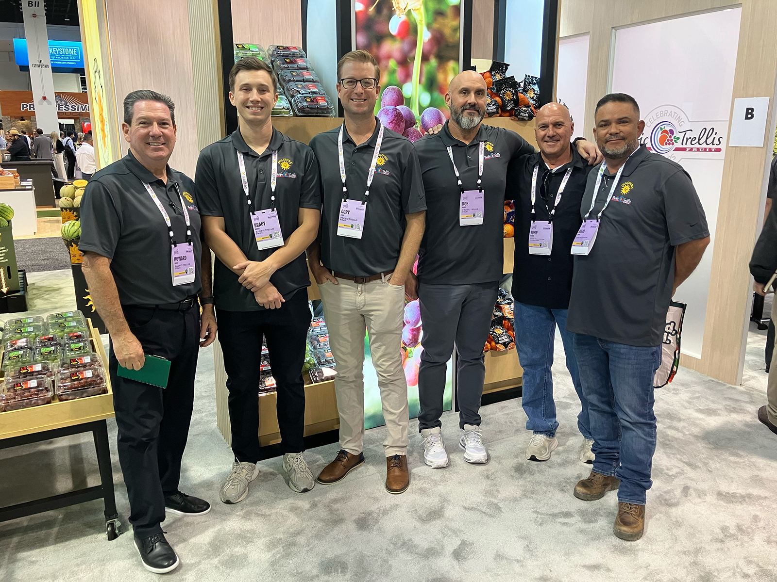 Howard Nager, Brady Markel, Cory Stahl, Rob Markel, John Dresick and Julio Fimbes of Pacific Trellis Fruit.