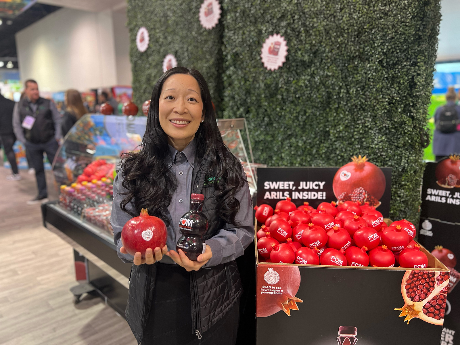 Jennifer Hirano of The Wonderful Company promoted pomegranates and Pom Wonderful juice.