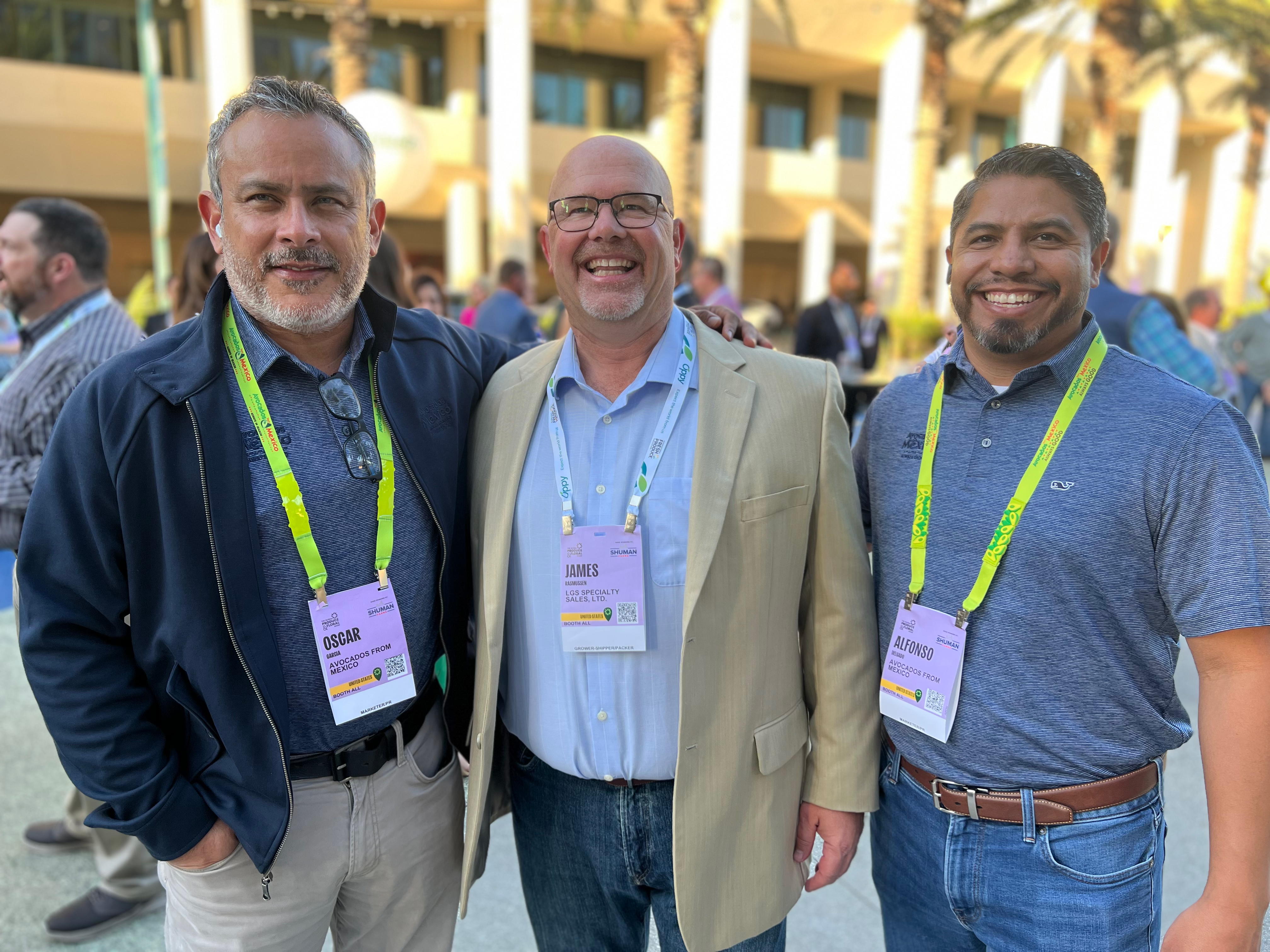 James Rasmussen (center) of LGS Specialty Sales with Oscar Garcia and Alfonso Delgado of AFM.