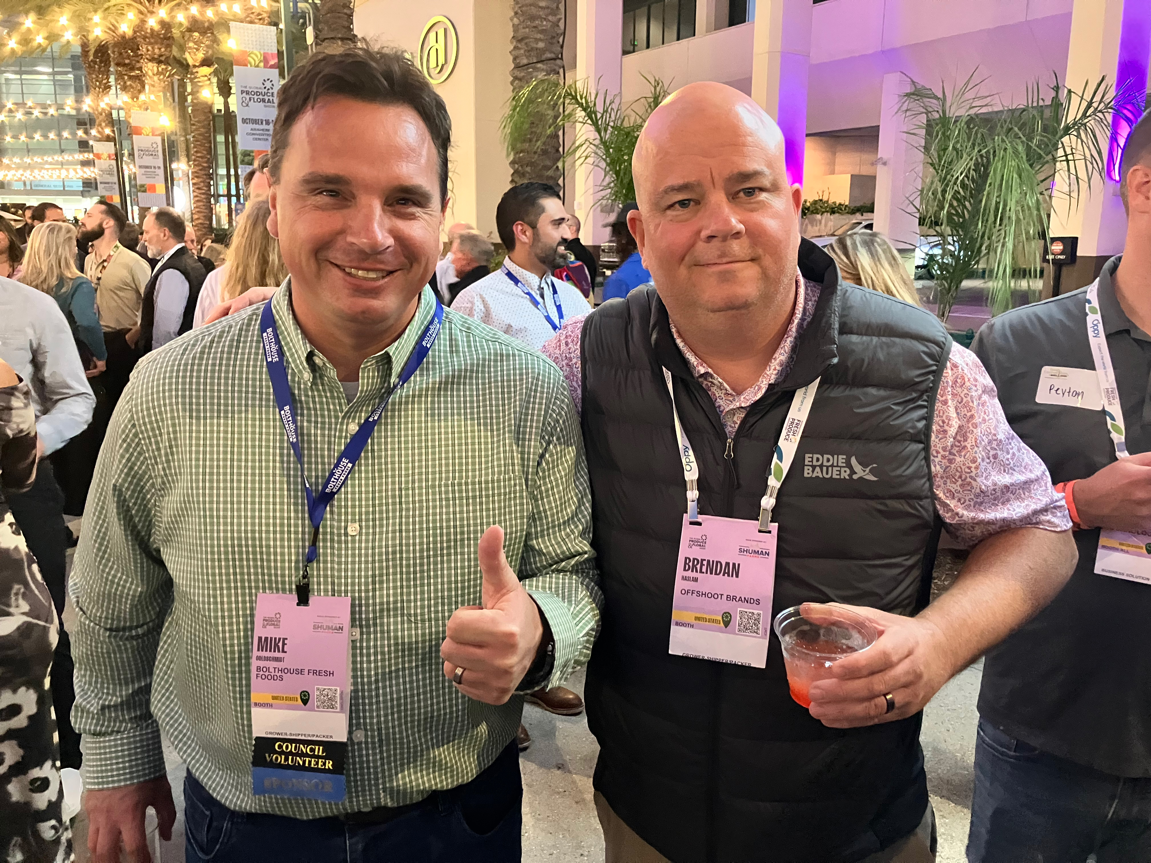 Mike Goldschmidt of Bolthouse Fresh Foods and Brendan Haslam of Offshoot Brands.