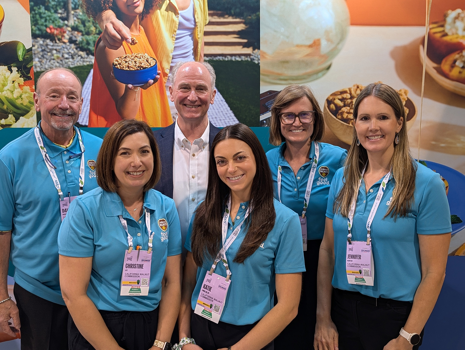 Dave Anderson, Christine Lott, Robert Verloop, Katie Lumia, Angie Thomas and Jennifer Olmstead of the California Walnut Commission.
