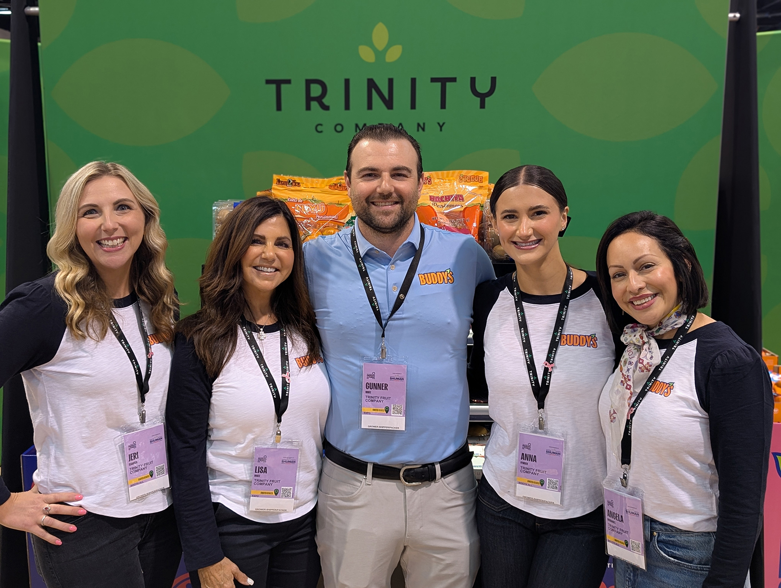 Jeri Elsasser, Lisa White, Gunner White, Anna O’Brien and Angela Hernandez of Trinity Fruit Co.
