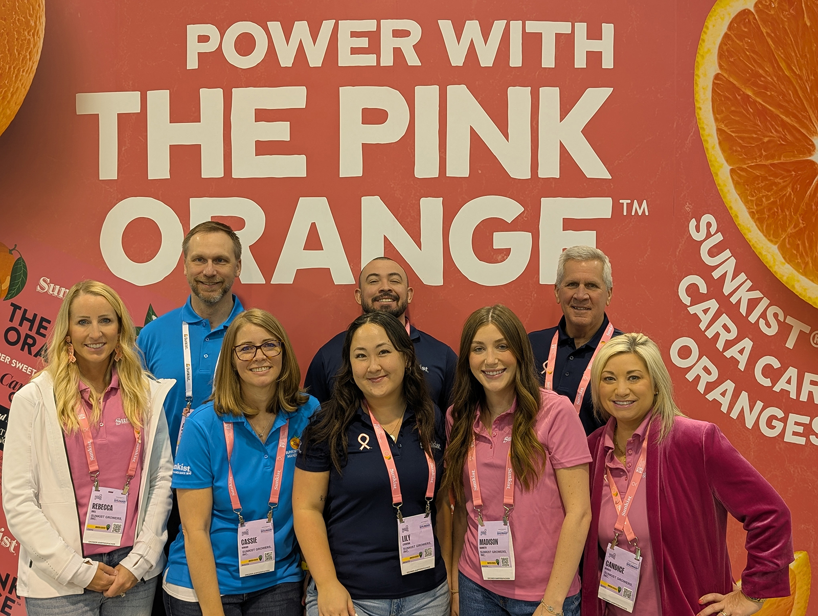 Rebecca Buell, Adam Hellstern, Cassie Howard, Anthony Augusto, Lily Leventhal, Madison Giannetto, Mark Madden and Candice Hensley of Sunkist Growers.