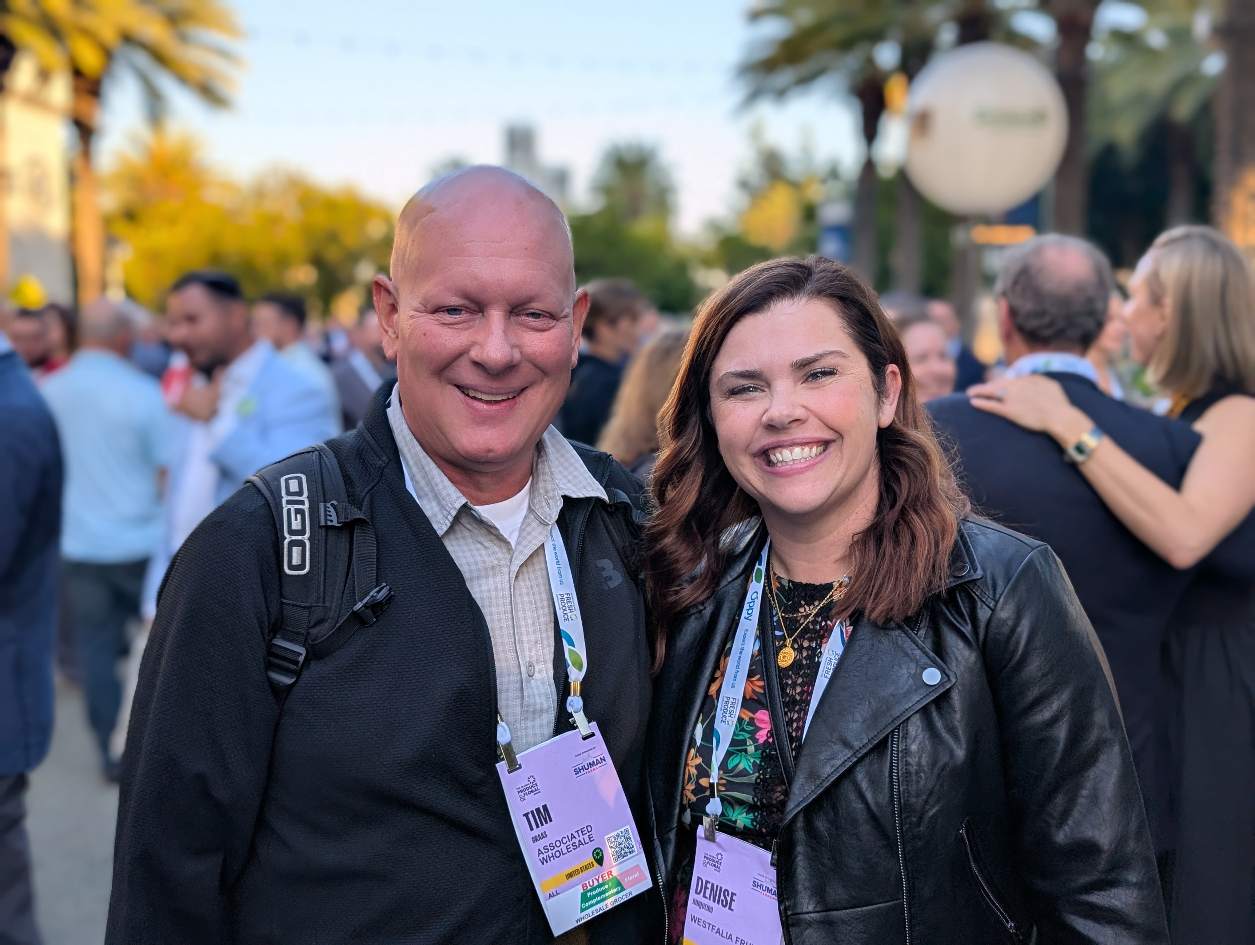 Tim Graas of Associated Wholesale Grocers with Denise Junqueiro of Westfalia Fruit.