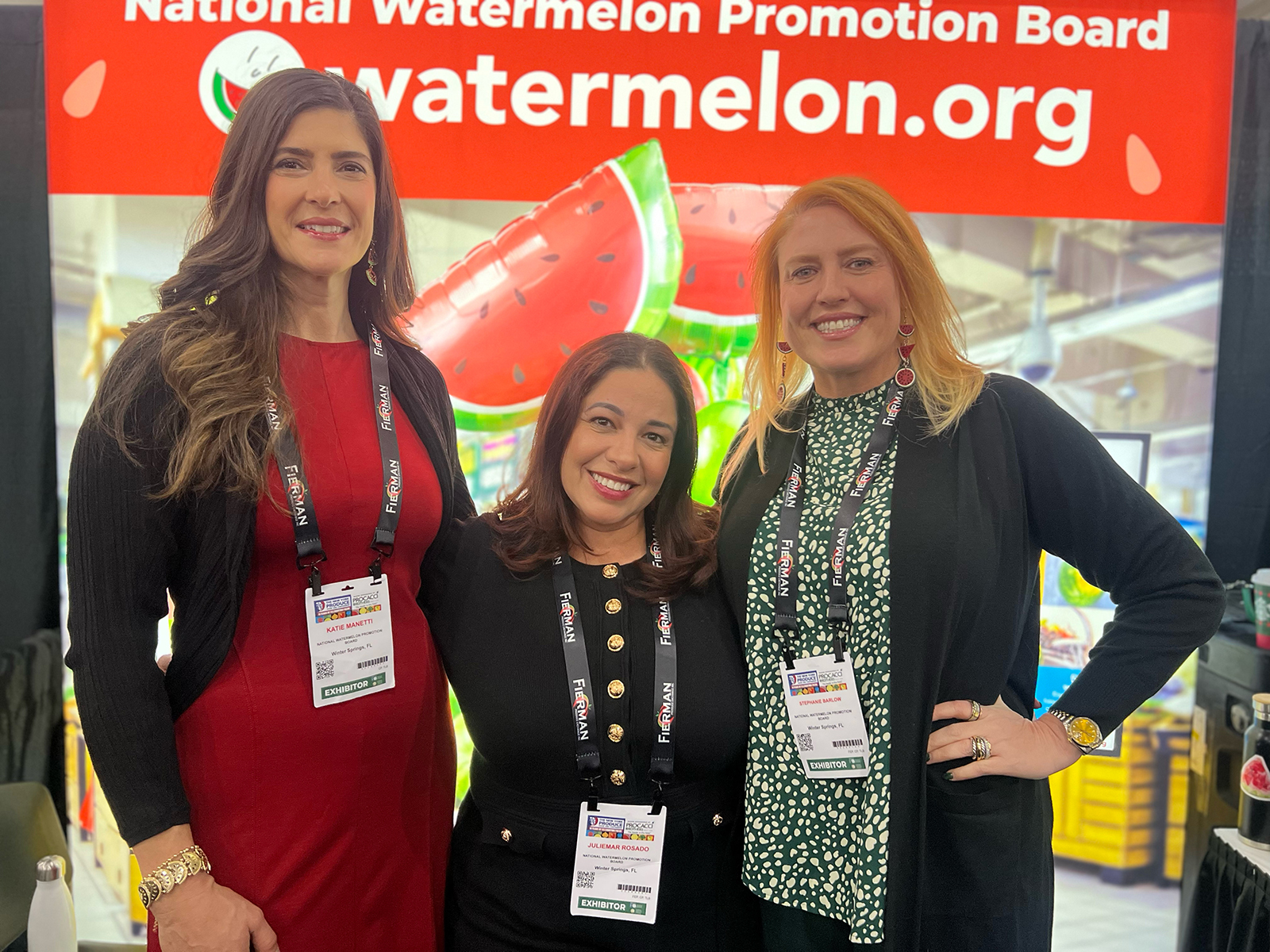 Katie Manetti, Juliemar Rosado and Stephanie Barlow spread the good word about watermelons at this year’s New York Produce Show.