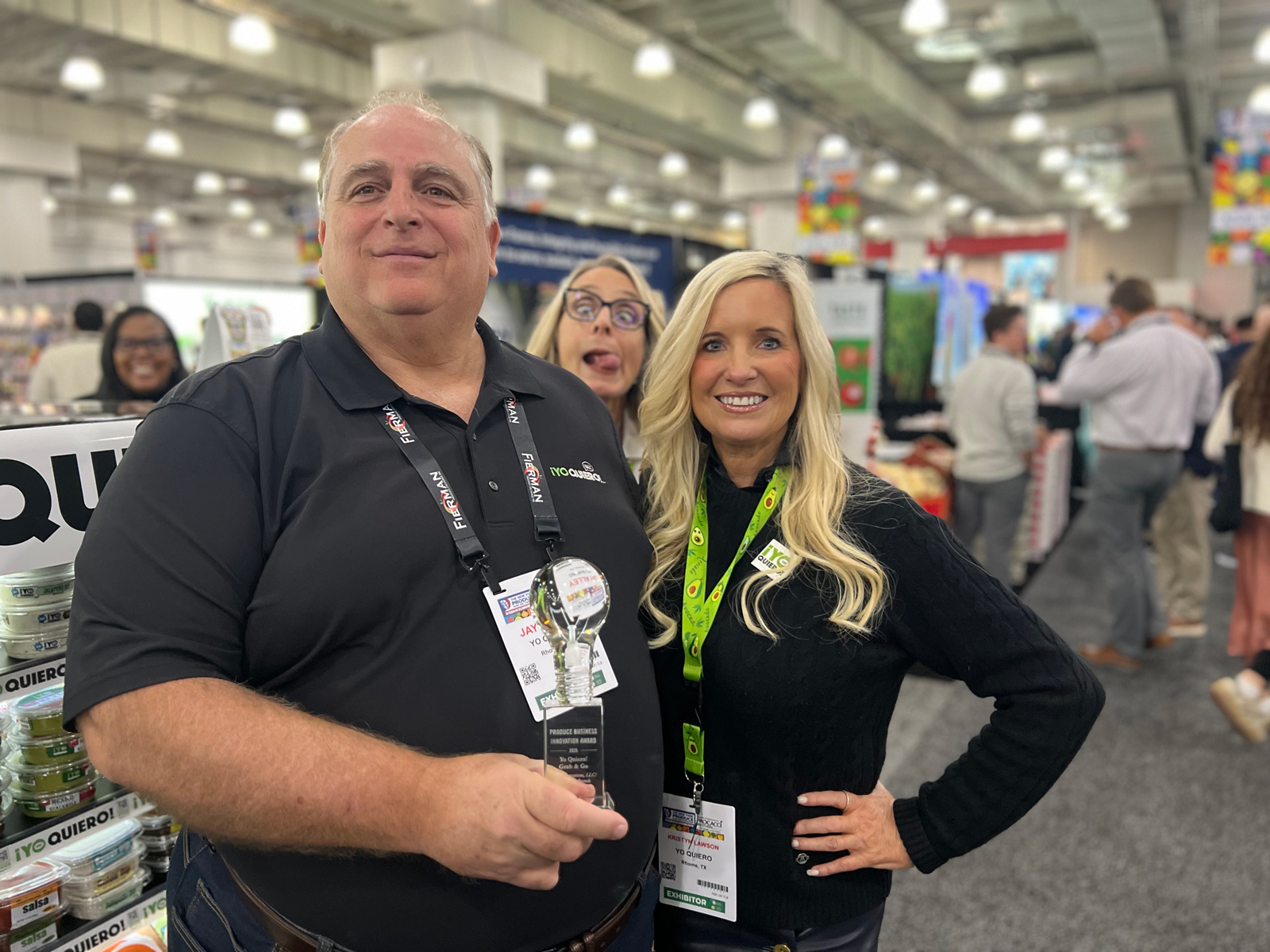 Jay Alley and Kristyn Lawson, with some help from photo-bomber Tara Murray, were on hand at the Yo Quiero! booth to greet visitors and promote the brand.