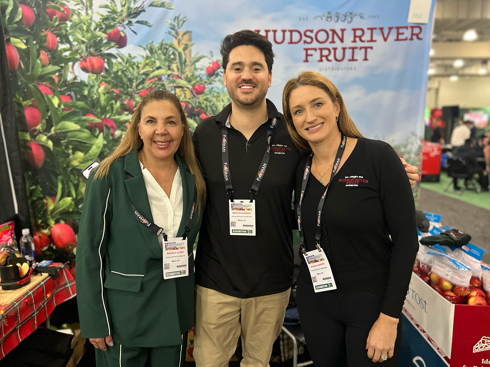 At the Hudson River Fruit booth, Marcela Juarez, Marcus Albinder and Alisha Albinder promoted the outstanding apple crop from New York’s Hudson Valley.