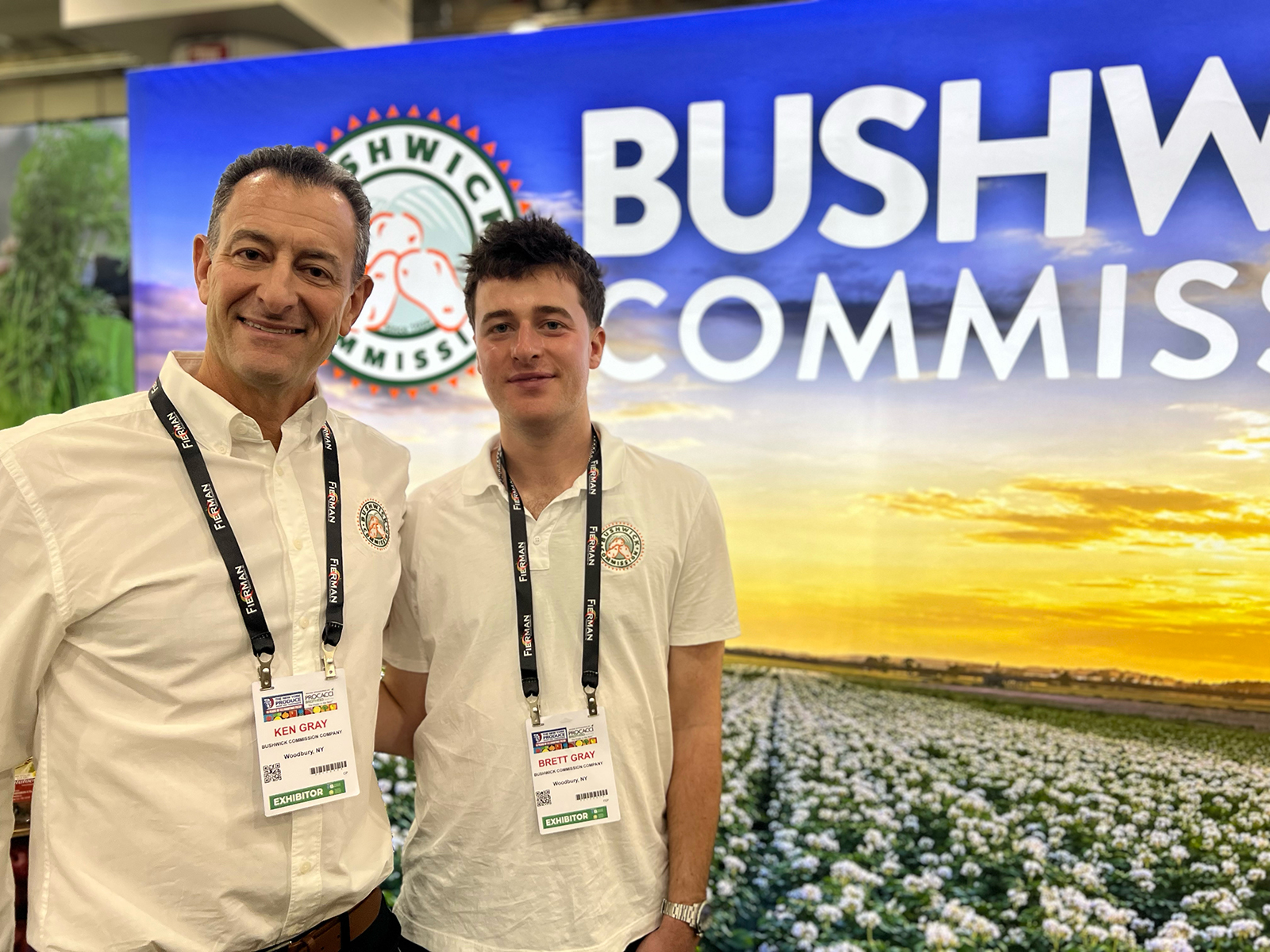 Ken Gray and his son, Brett, greeted visitors to the Bushwick Commission booth during the New York Produce Show.