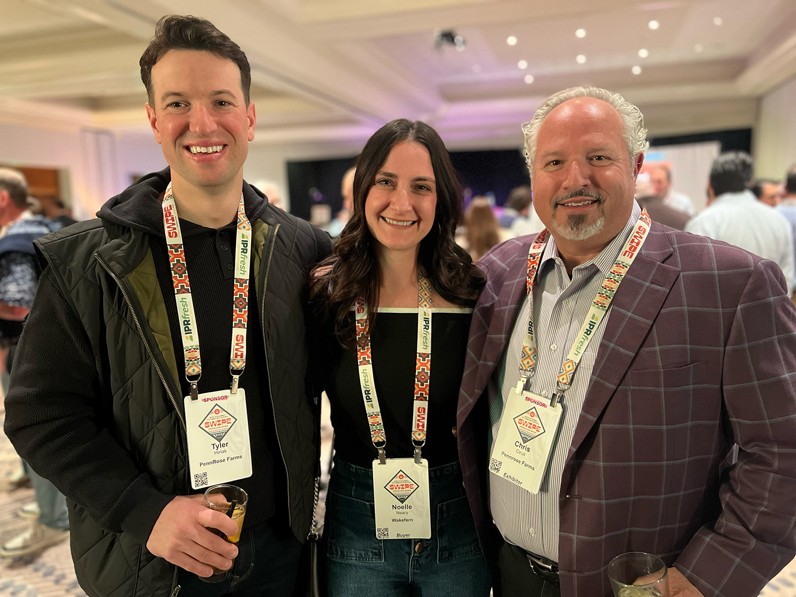 Noelle Neary (center) of Wakefern with Tyler Hiriak of PennRose Farms and Chris Ciruli of Ciruli Brothers.