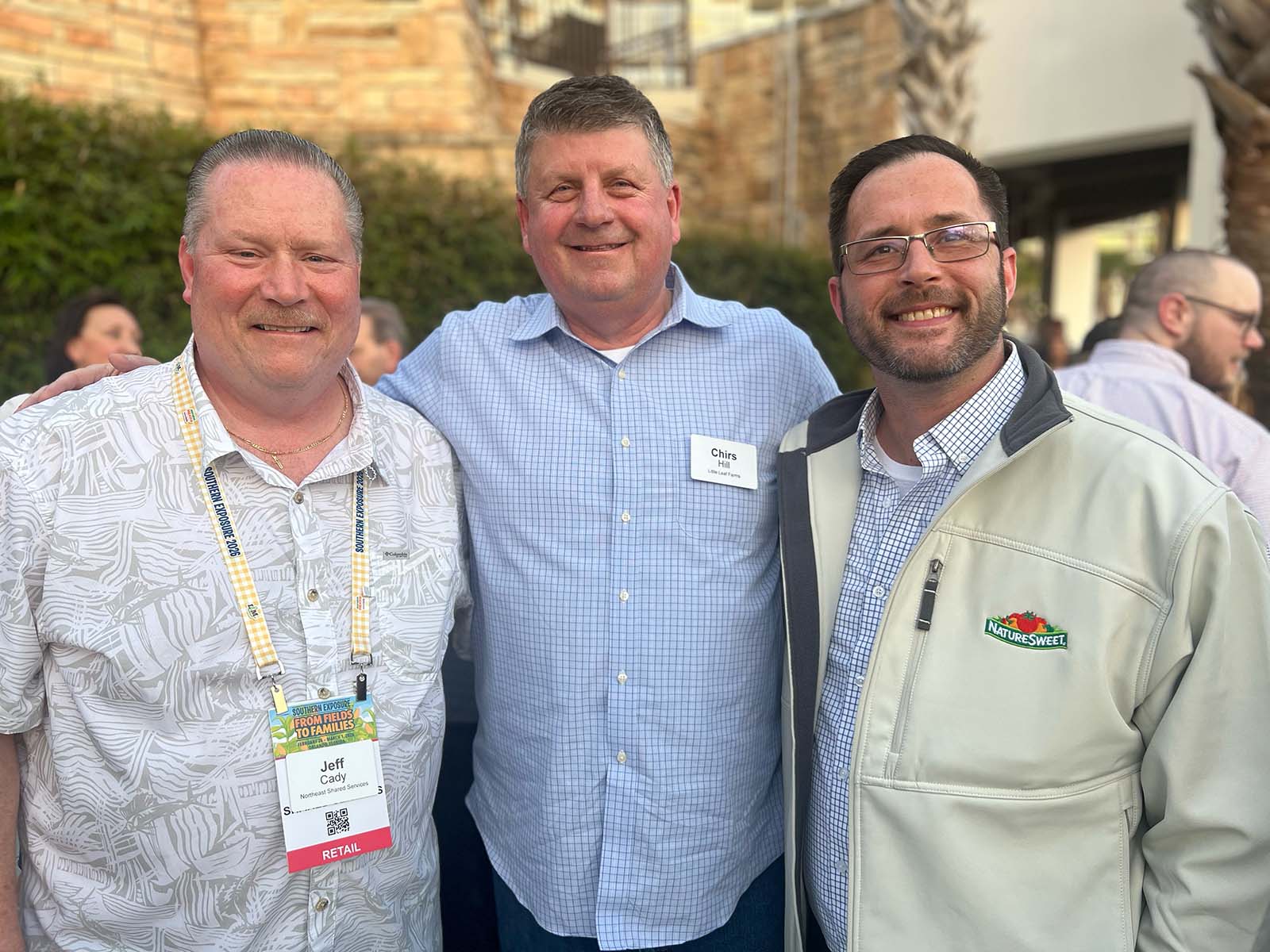 Jeff Cady of Northeast Shared Services, Chris Hill of Little Leaf Farms and Brandon Bentley of NatureSweet.