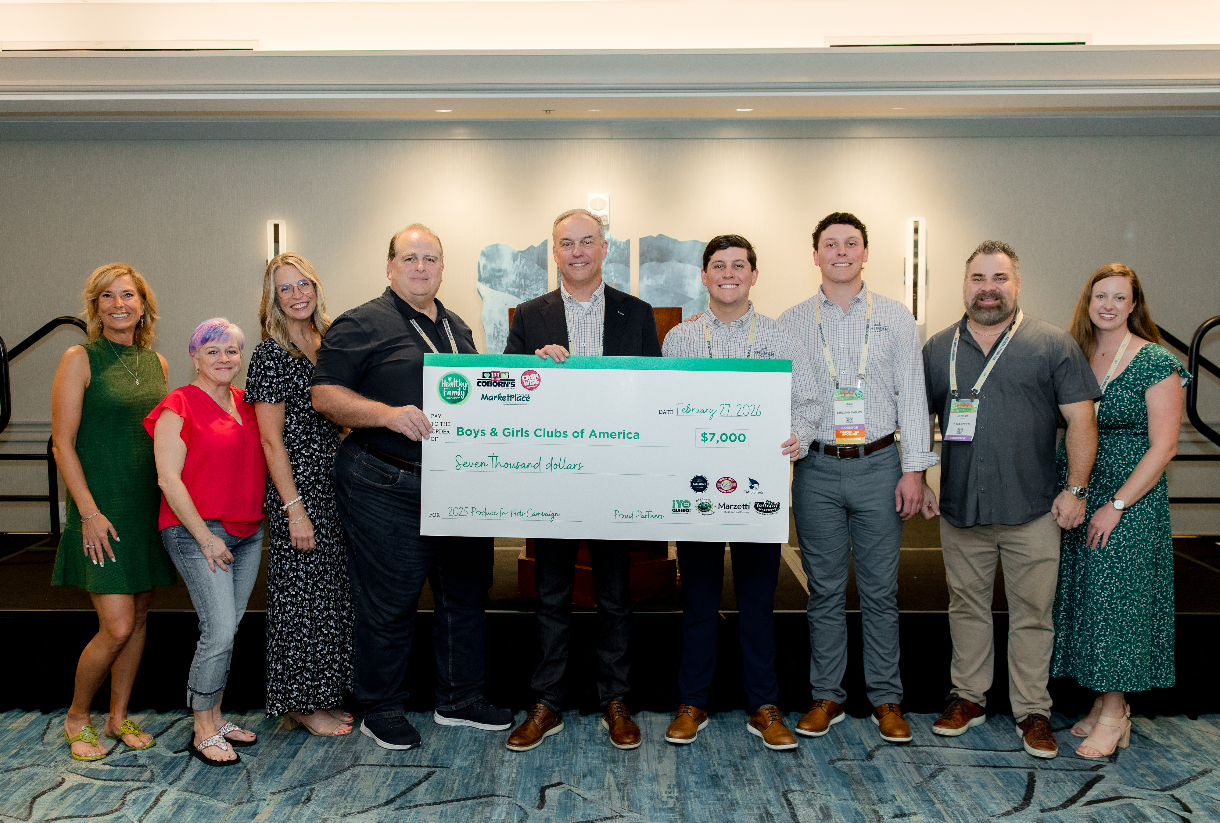 Coborn’s Marketplace check presentation, benefitting Boys & Girls Clubs of America.