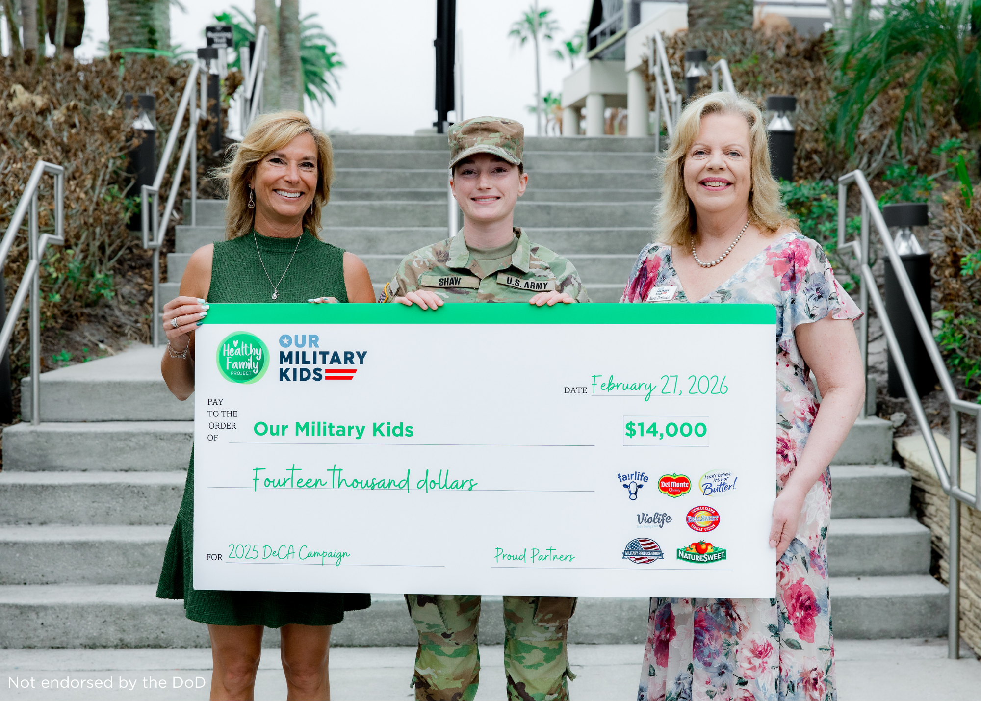 Tracy Shaw of HFP, Sadie Shaw and Kara Dallman of Our Military Kids.