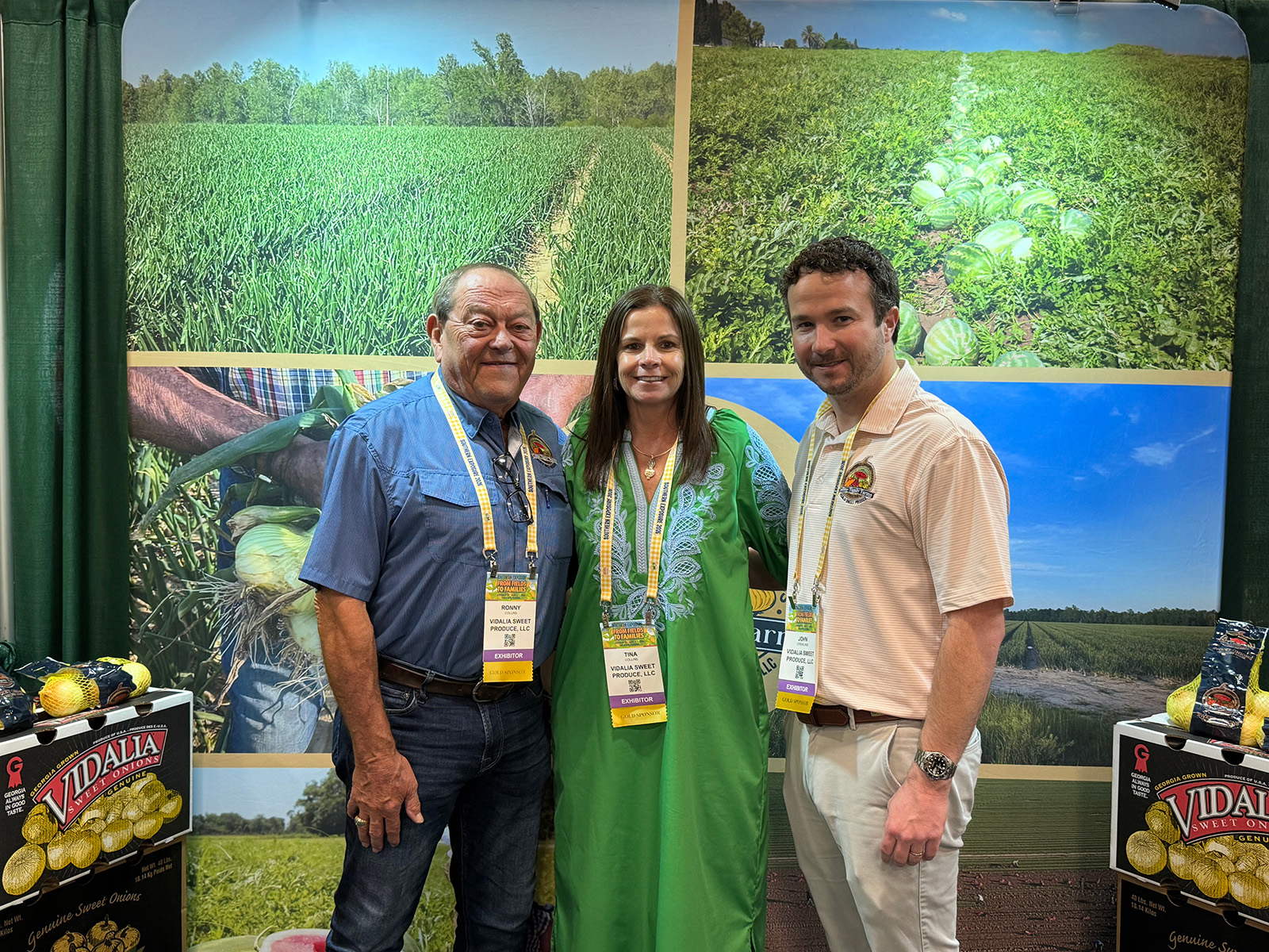 Ronny and Tina Collins with John Strickland of Vidalia Sweet Produce.