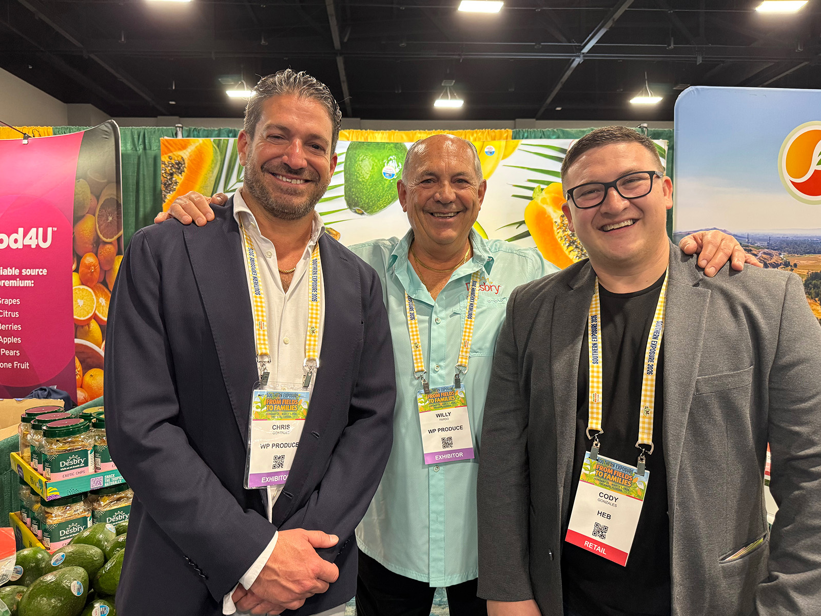 Chris Gonzalez and Willy Pardo of WP Produce with Cody Gonzales of HEB.