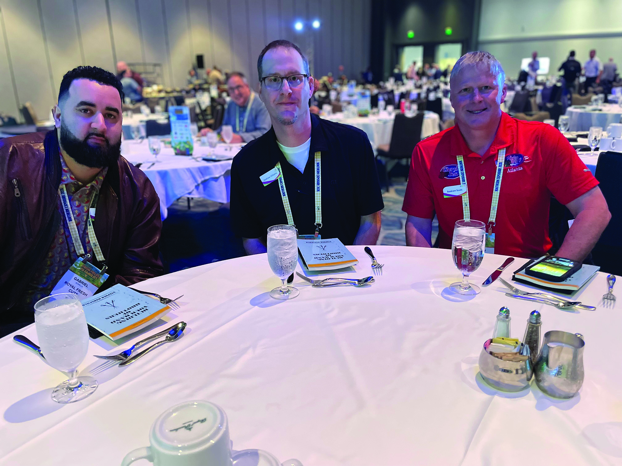 Gabriel Bonilla of Royal Fresh Cuts, Matthew Williams of Texas Roadhouse and Andrew Scott of Nickey Gregory Co.